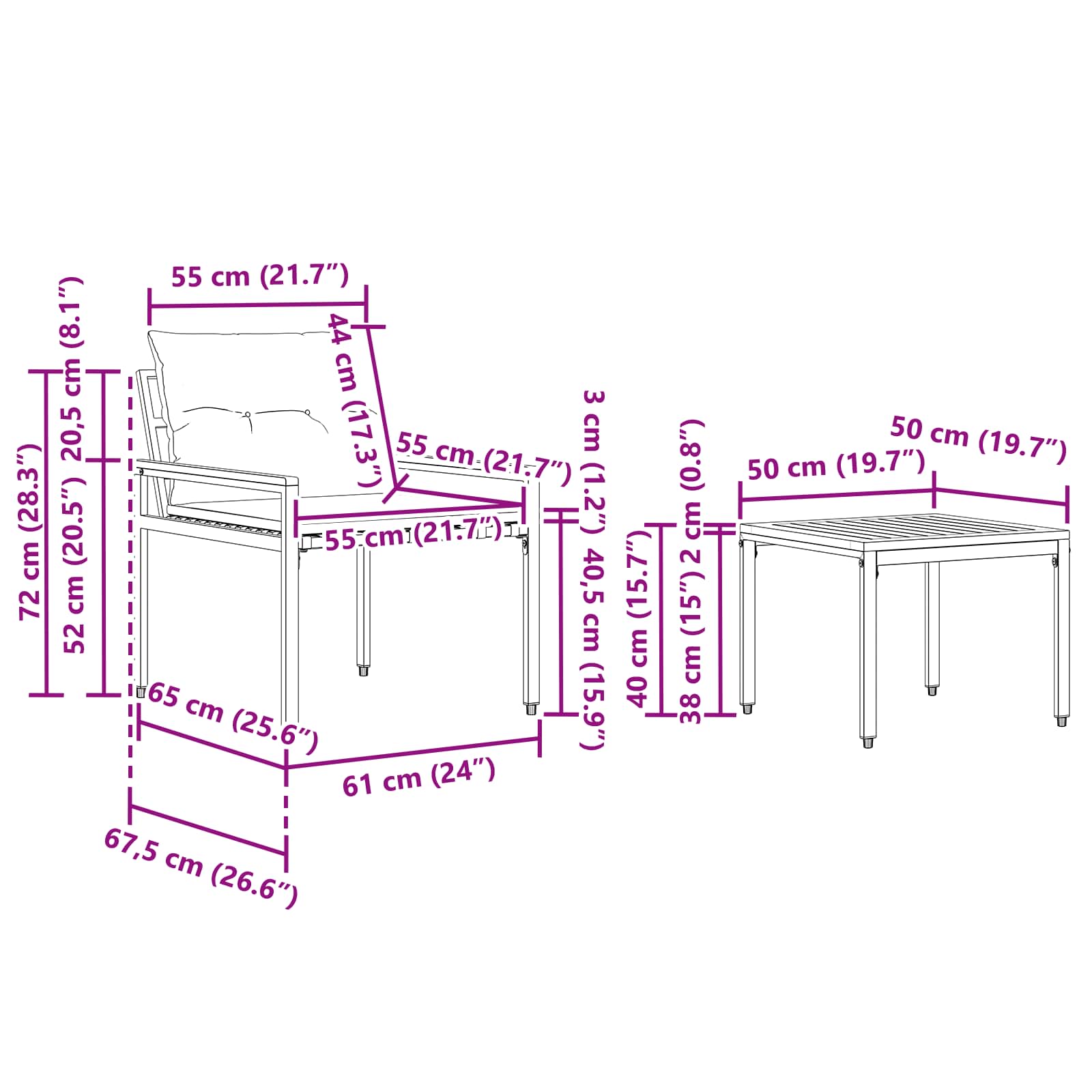 Ensemble de meubles d'extérieur 3 pcs Gris foncé polyrotin