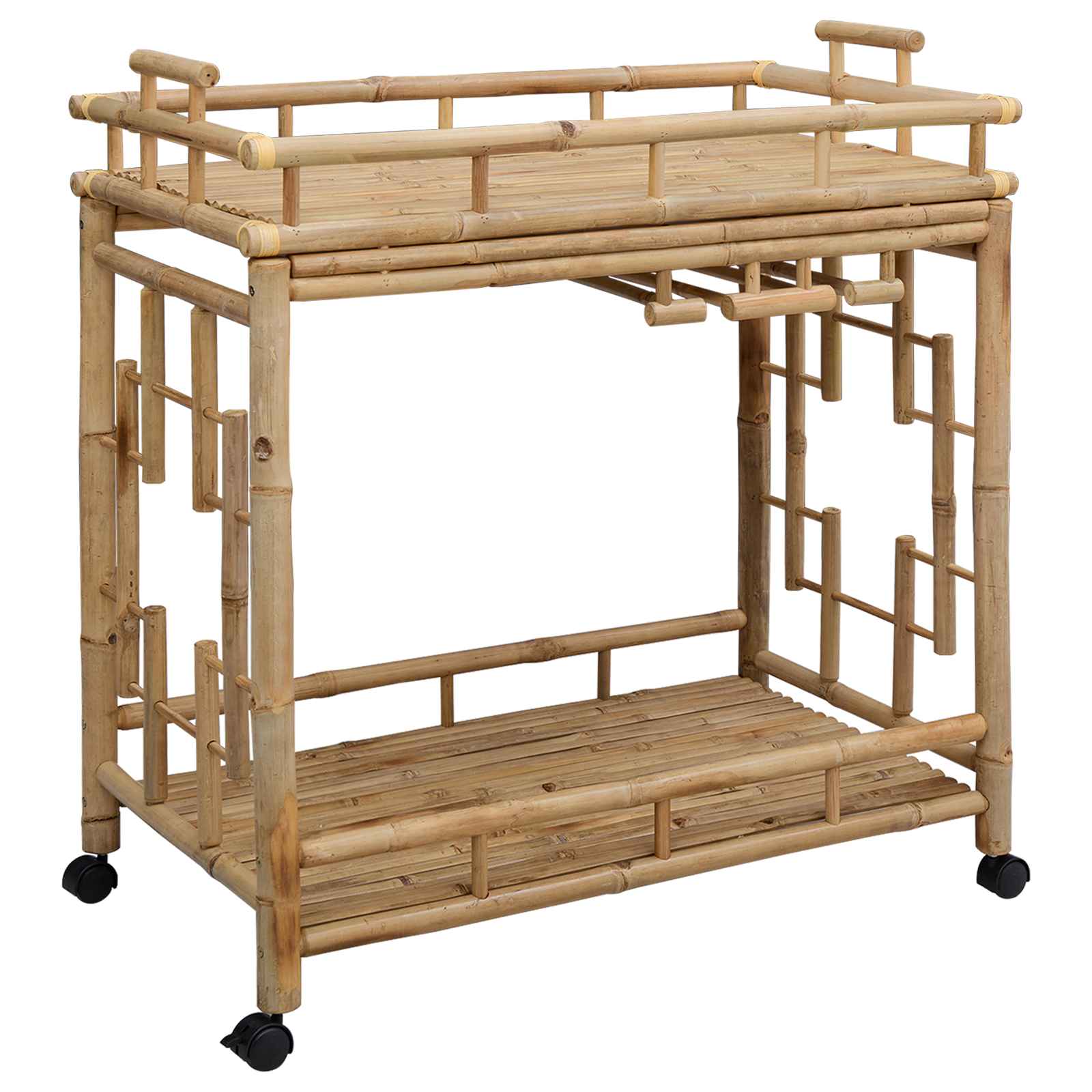 Chariot à vin avec roues Naturel 85 x 50 x 93 cm Bambou - XIOS