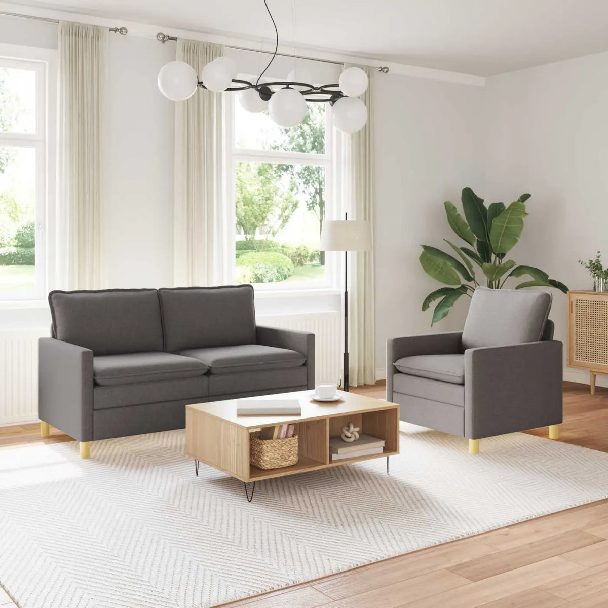 Ensemble de Canapés 2 pc Gris foncé Tissu - XIOS