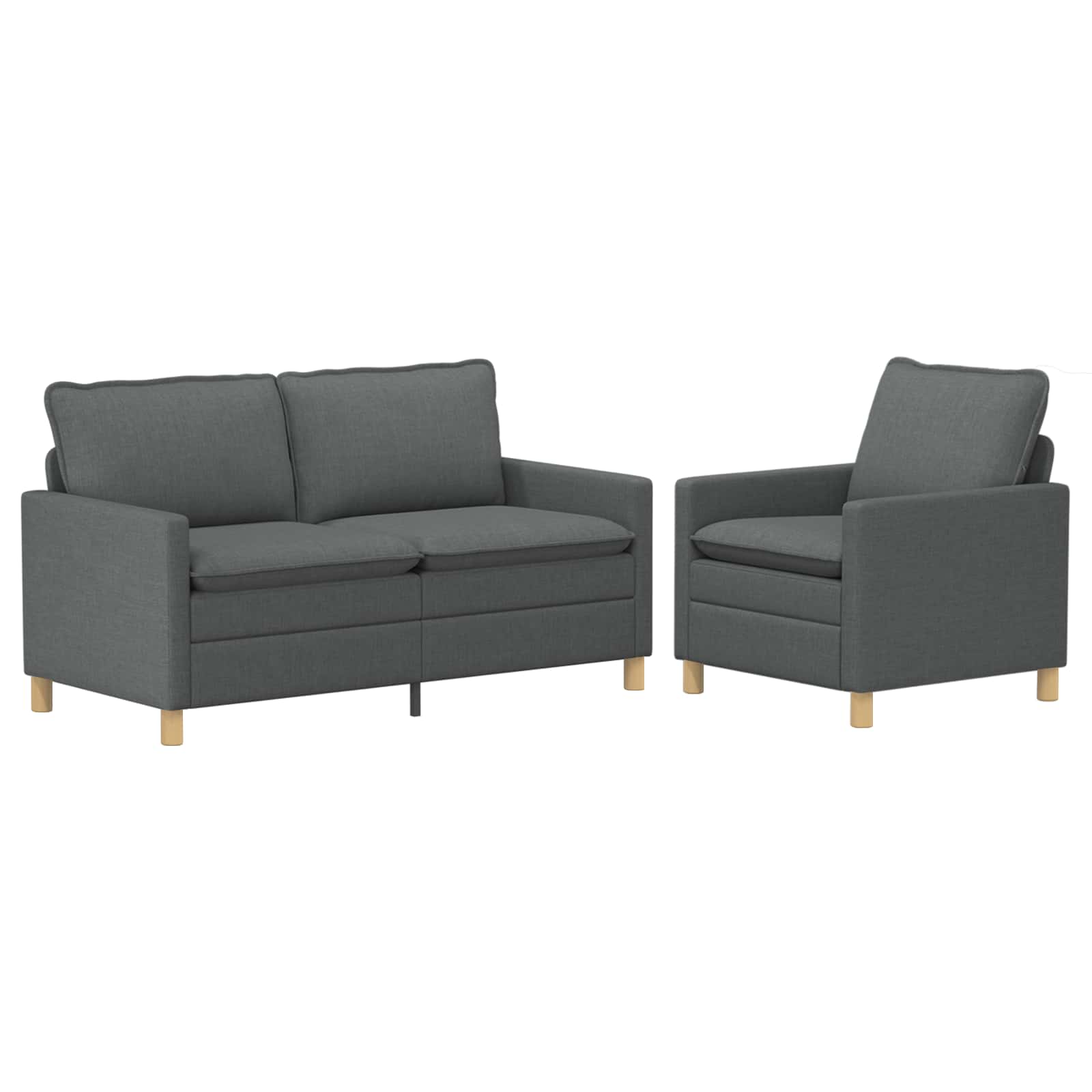 Ensemble de Canapés 2 pc Gris foncé Tissu