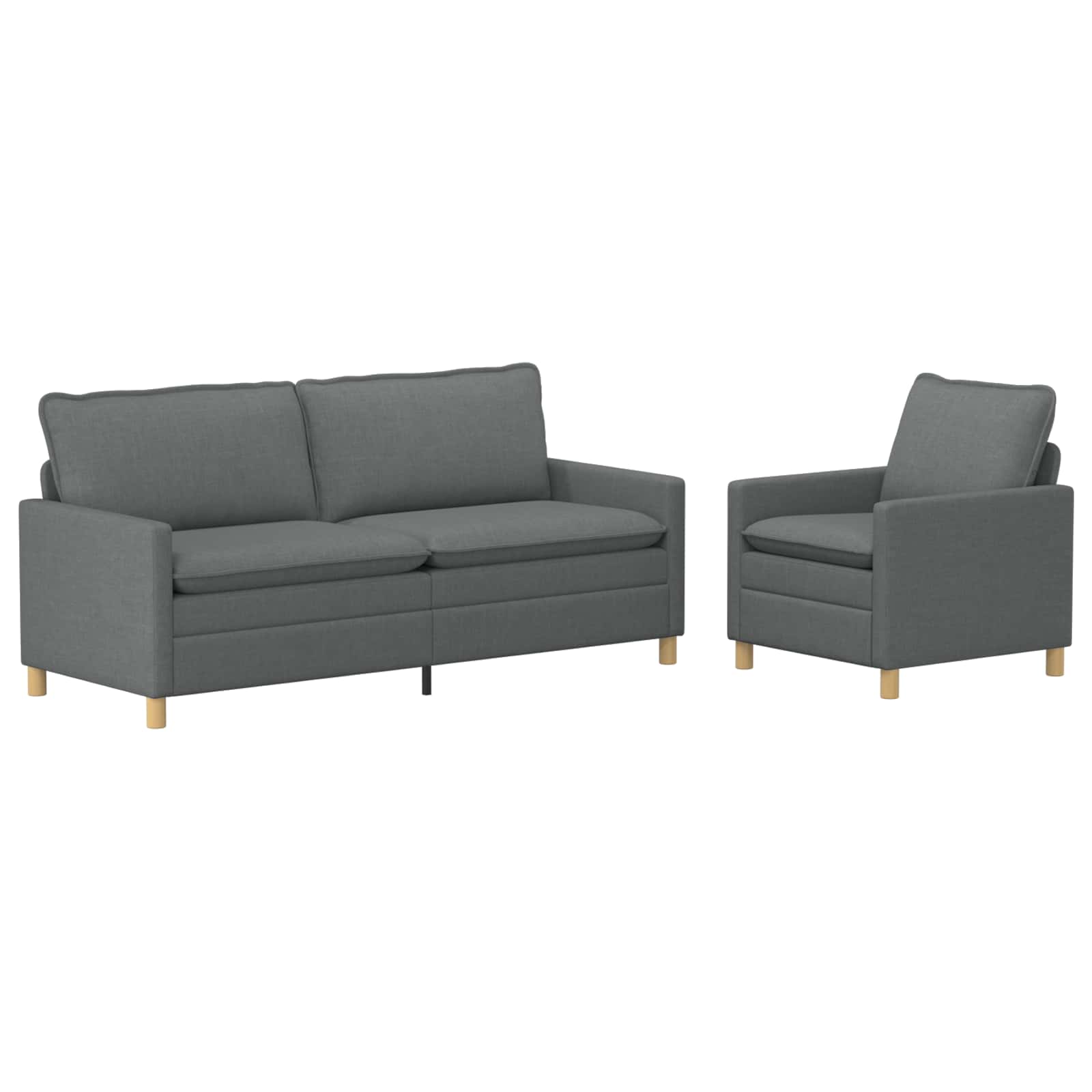 Ensemble de Canapés 2 pc Gris foncé Tissu