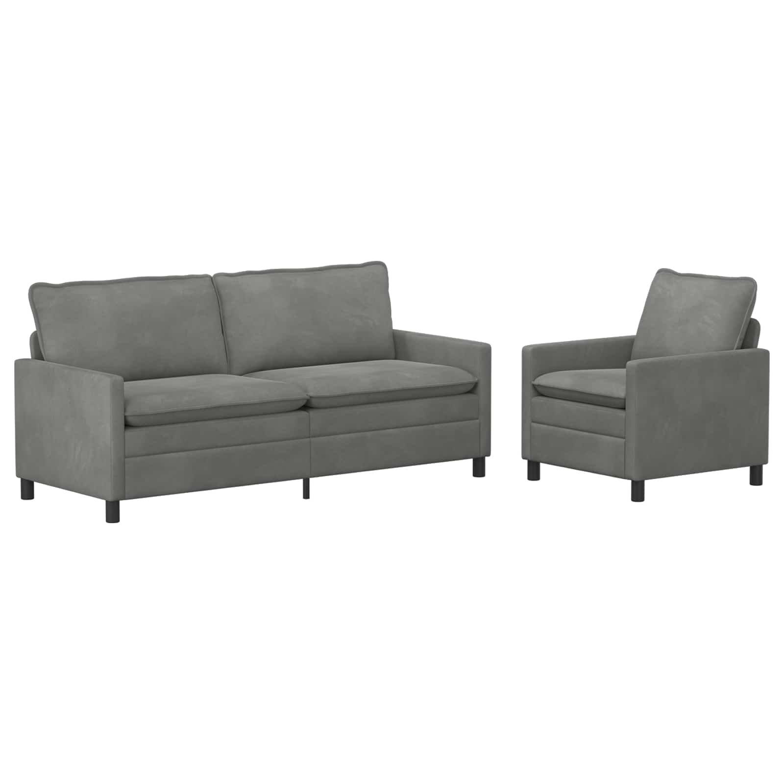 Ensemble de Canapés 2 pc Gris foncé Velours