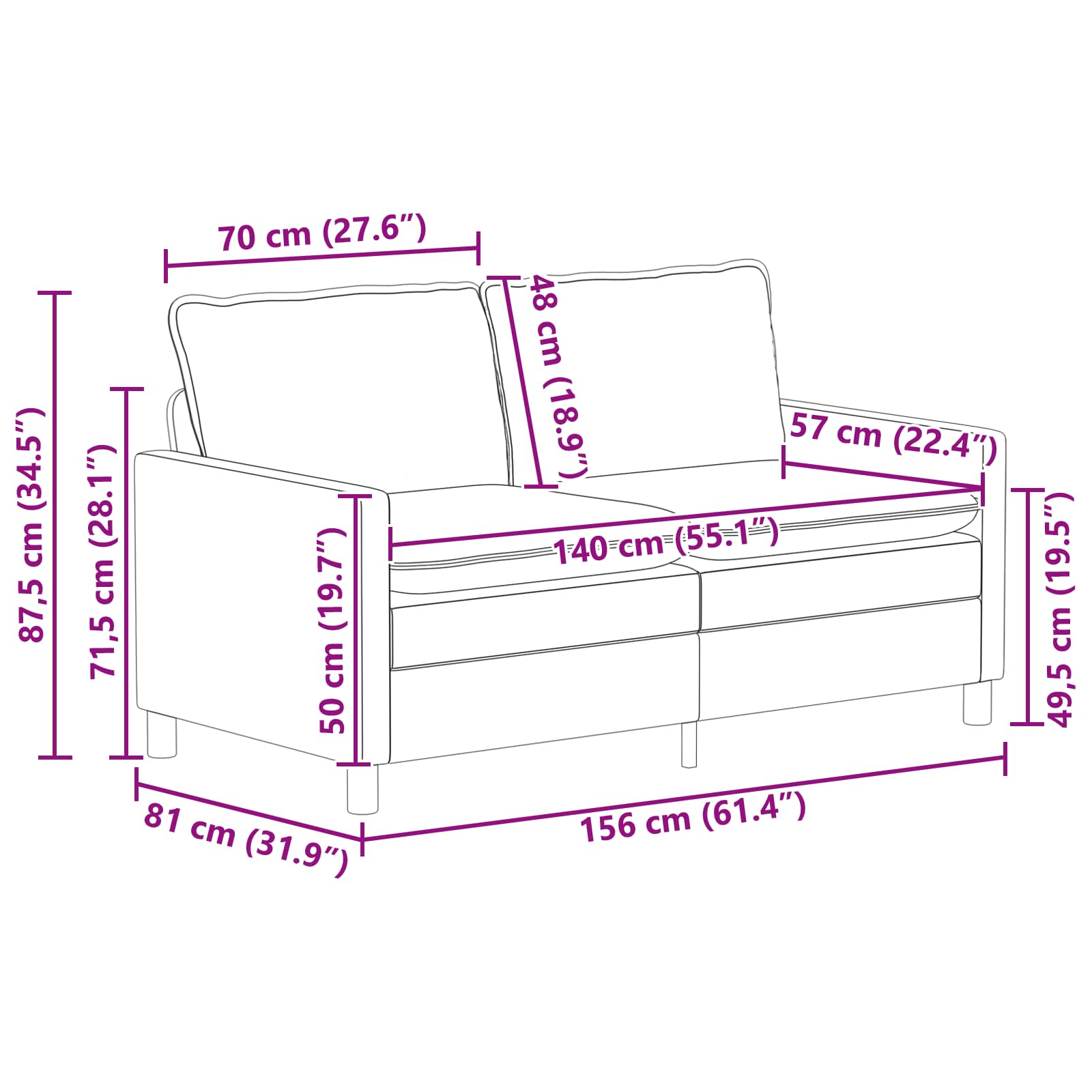 Ensemble de Canapés 2 pc Gris clair Tissu