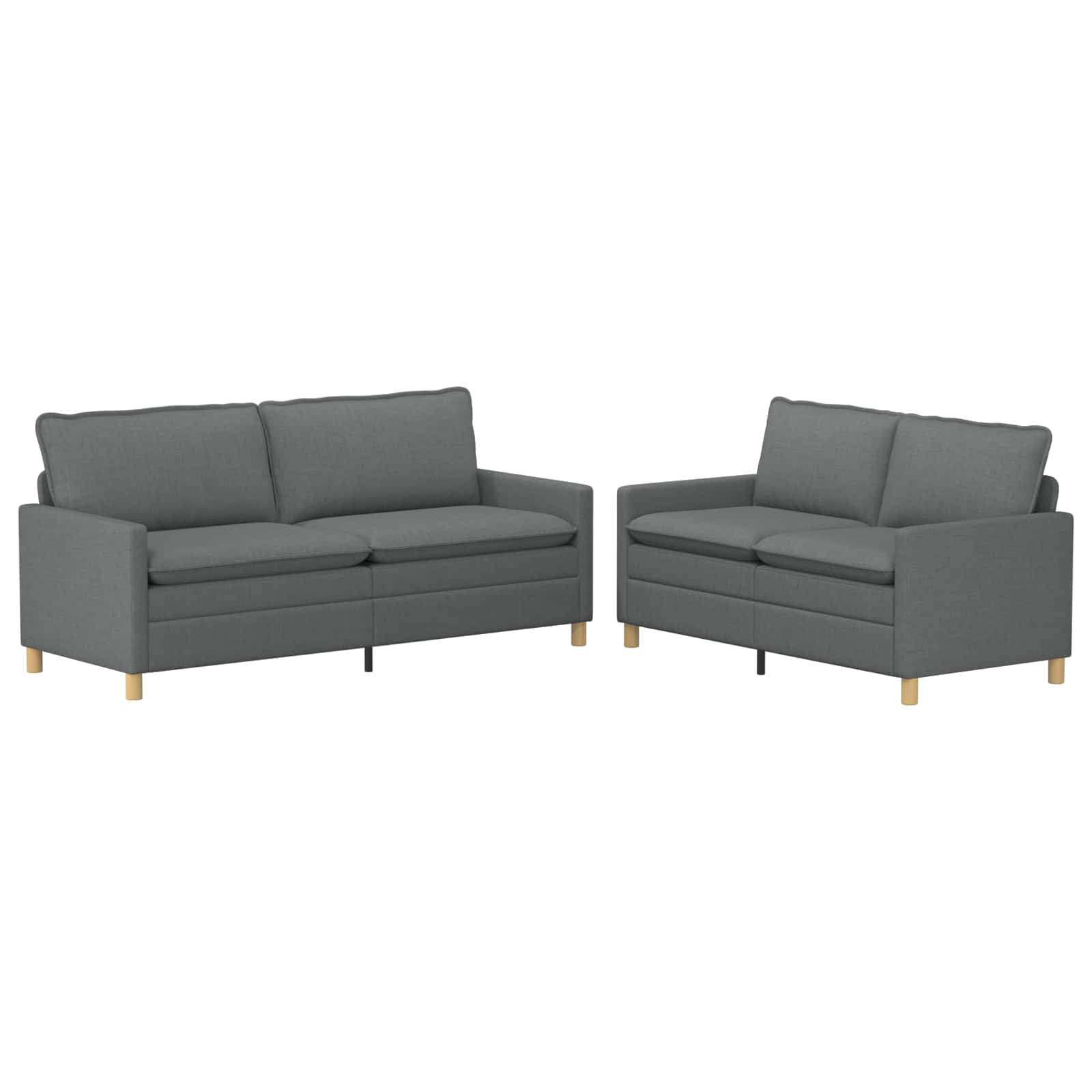 Ensemble de Canapés 2 pc Gris foncé Tissu