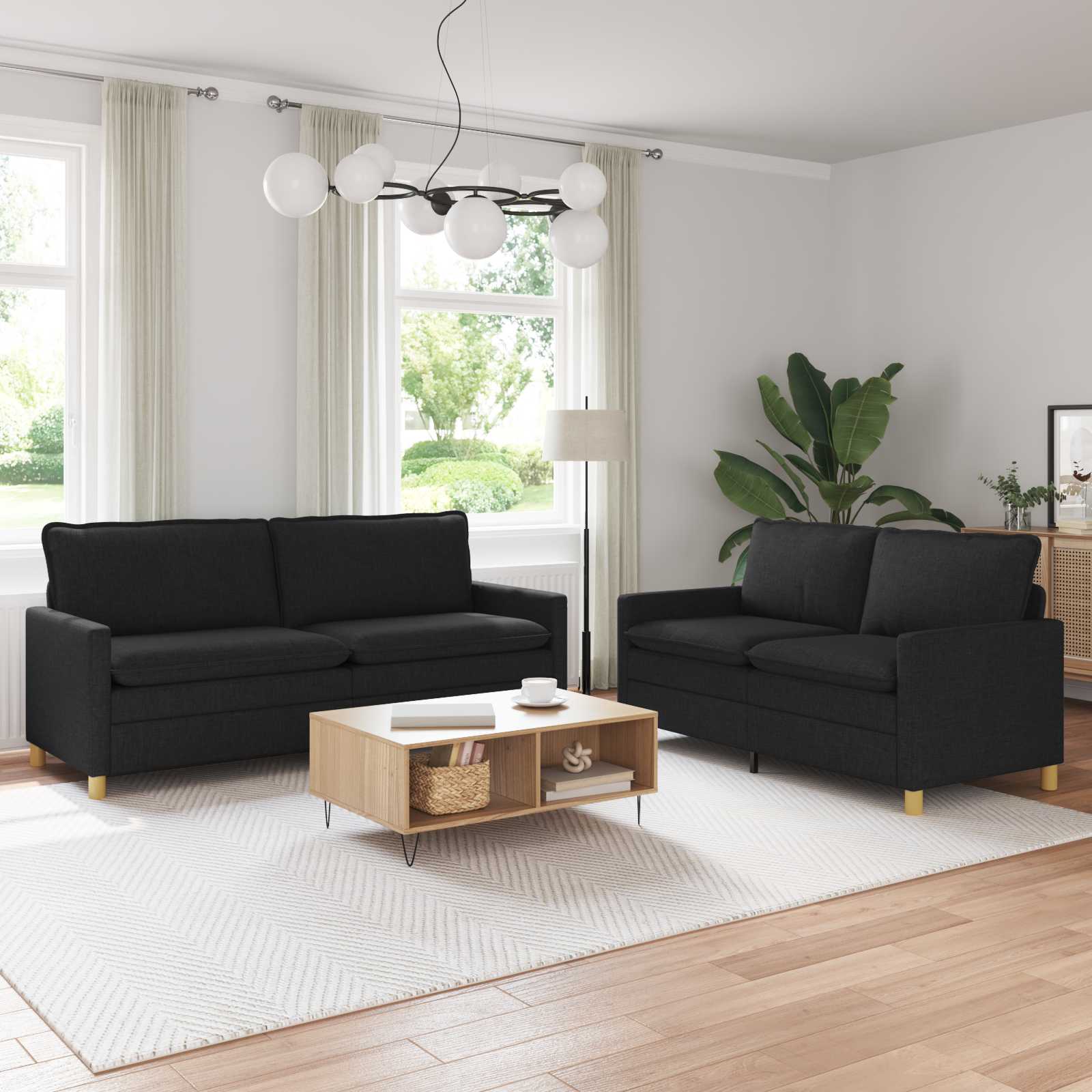 Ensemble de Canapés 2 pc Noir Tissu