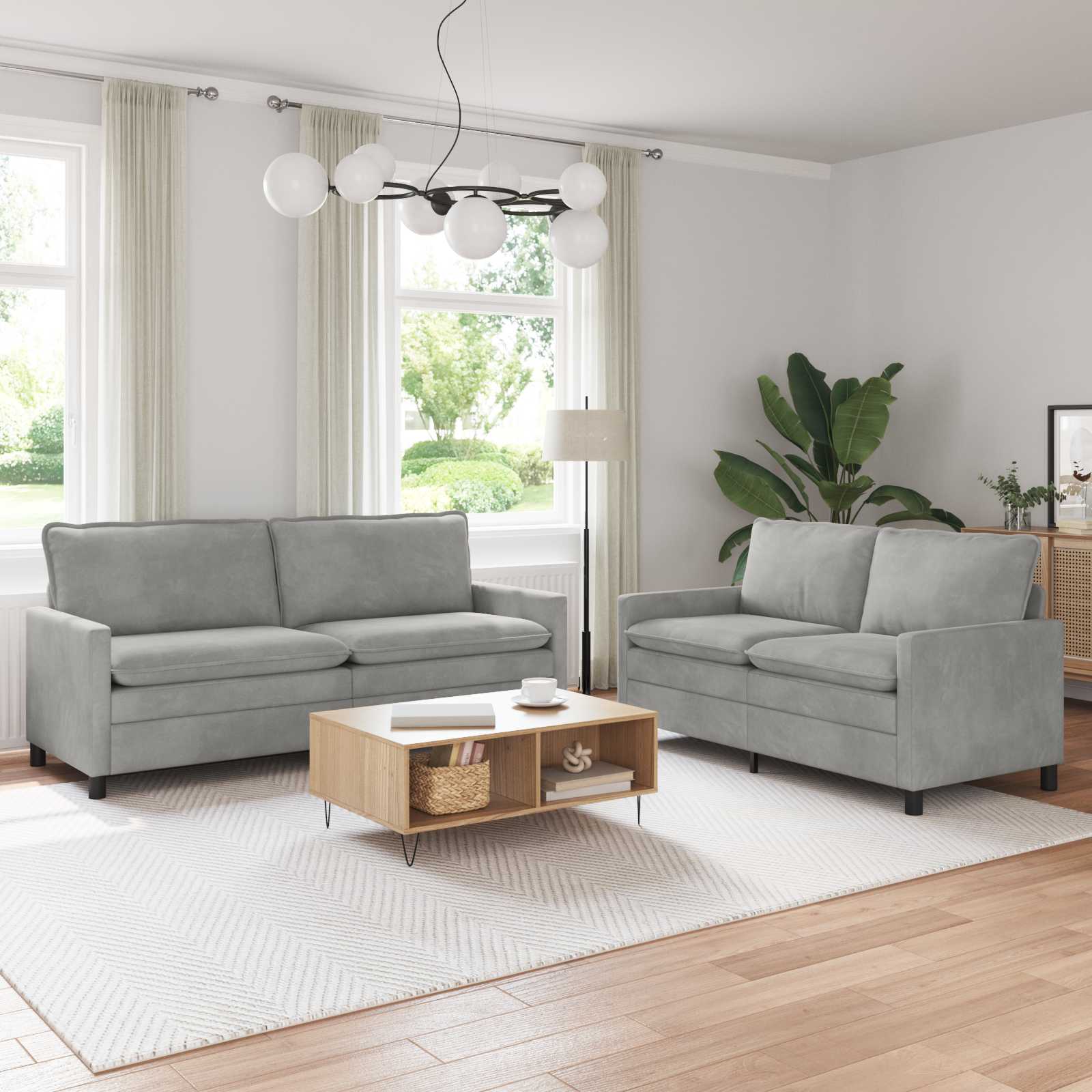 Ensemble de Canapés 2 pc Gris clair Velours