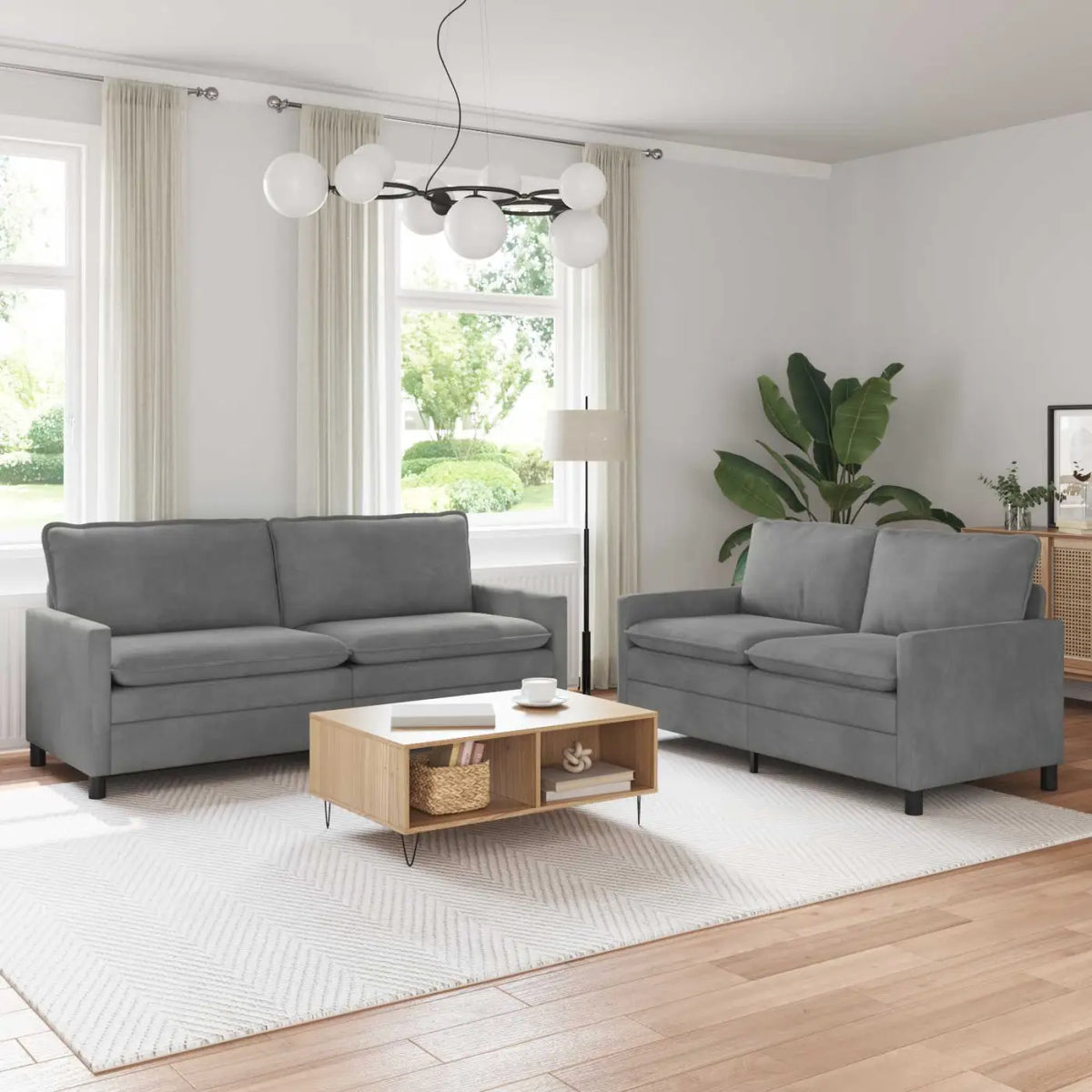 Ensemble de Canapés 2 pc Gris foncé Velours - XIOS
