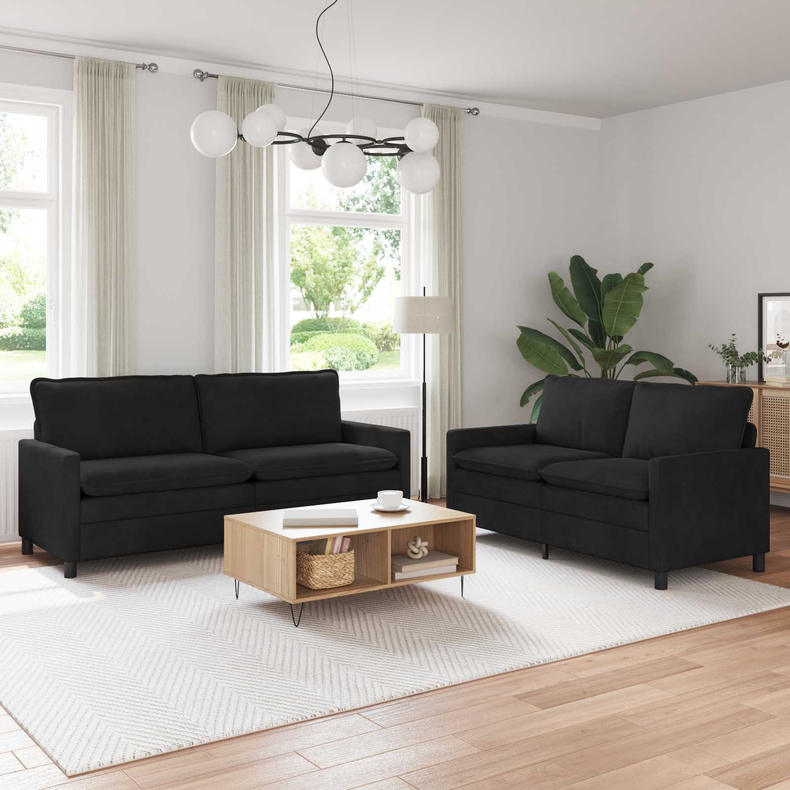 Ensemble de Canapés 2 pcs Noir Velours - XIOS