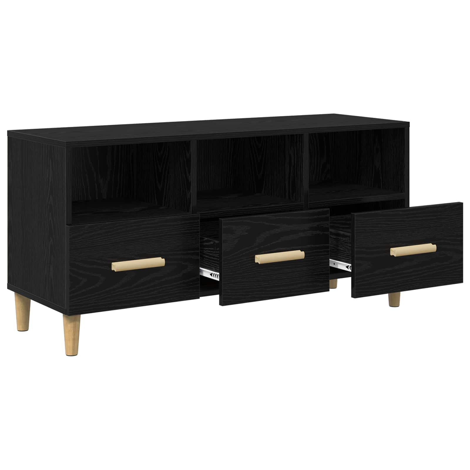 Meuble TV Chêne noir 102 x 35,5 x 50 cm Bois d'ingénierie - XIOS
