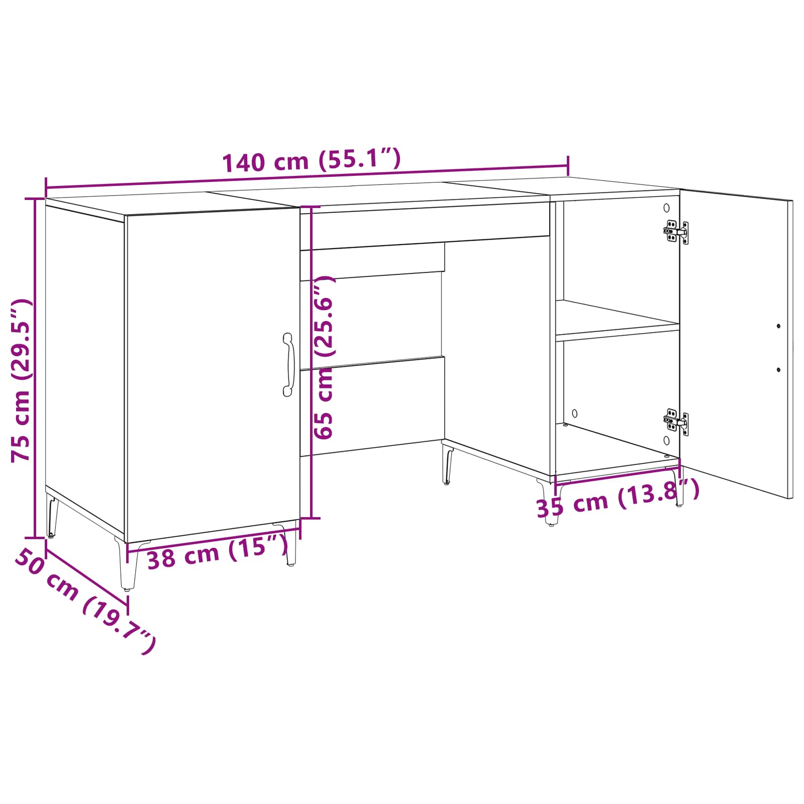 Bureau Bois ancien 140 x 50 x 75 cm Bois d'ingénierie - XIOS