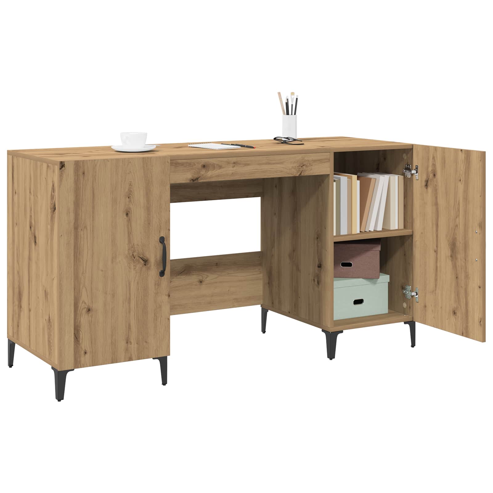Bureau Chêne artisan 140 x 50 x 75 cm Bois d'ingénierie - XIOS