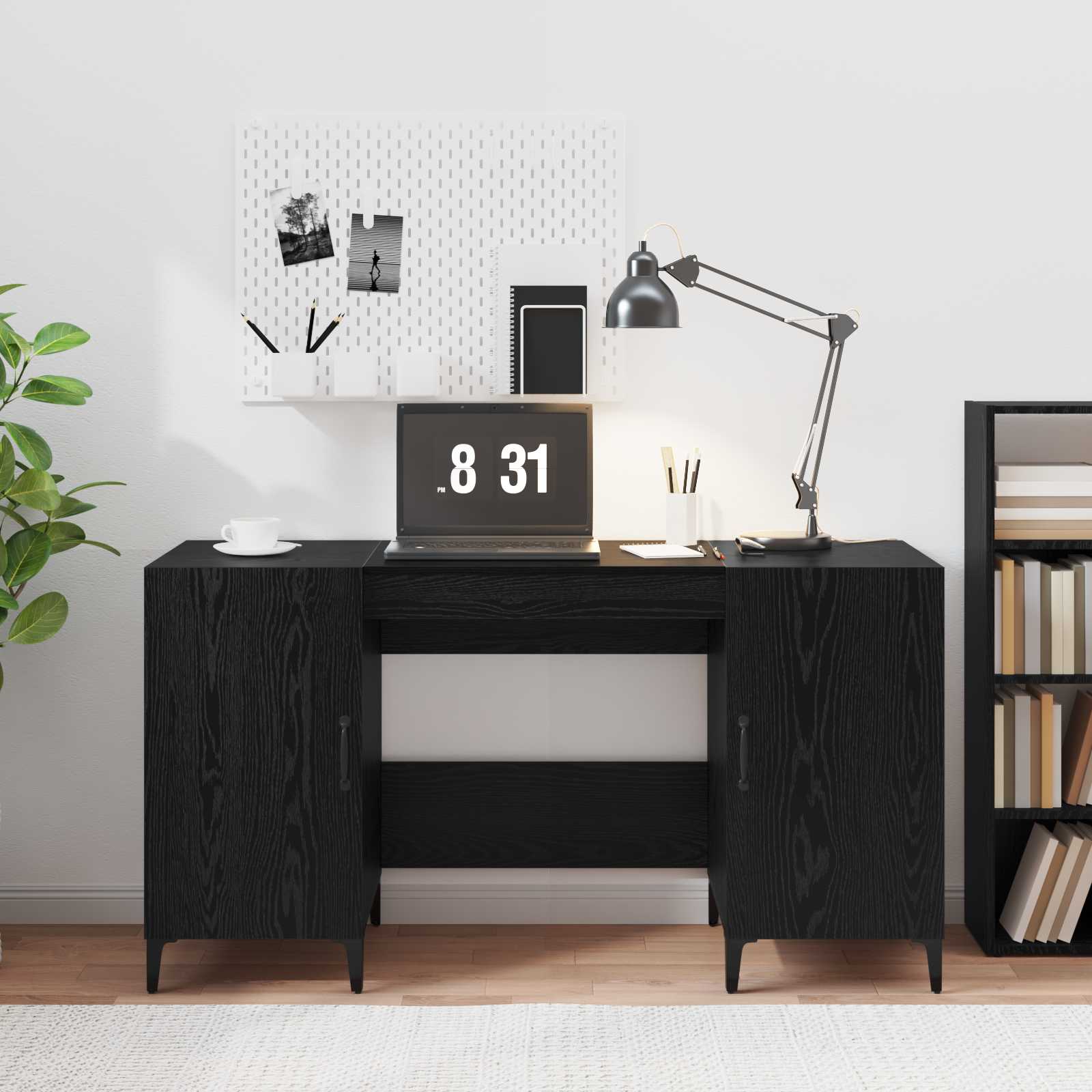 Bureau avec porte Chêne noir 140 x 50 x 75 cm Bois d'ingénierie - XIOS