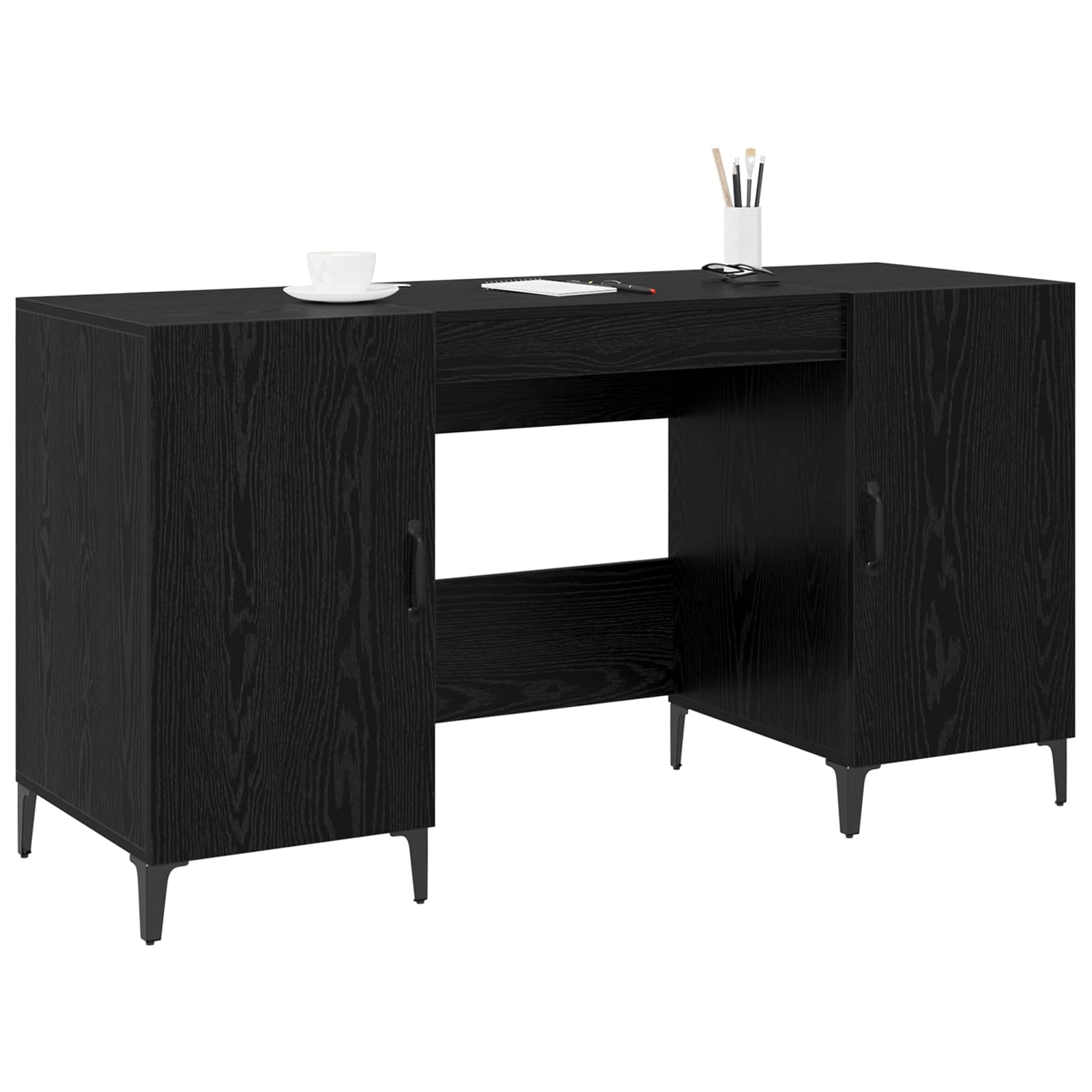 Bureau avec porte Chêne noir 140 x 50 x 75 cm Bois d'ingénierie - XIOS