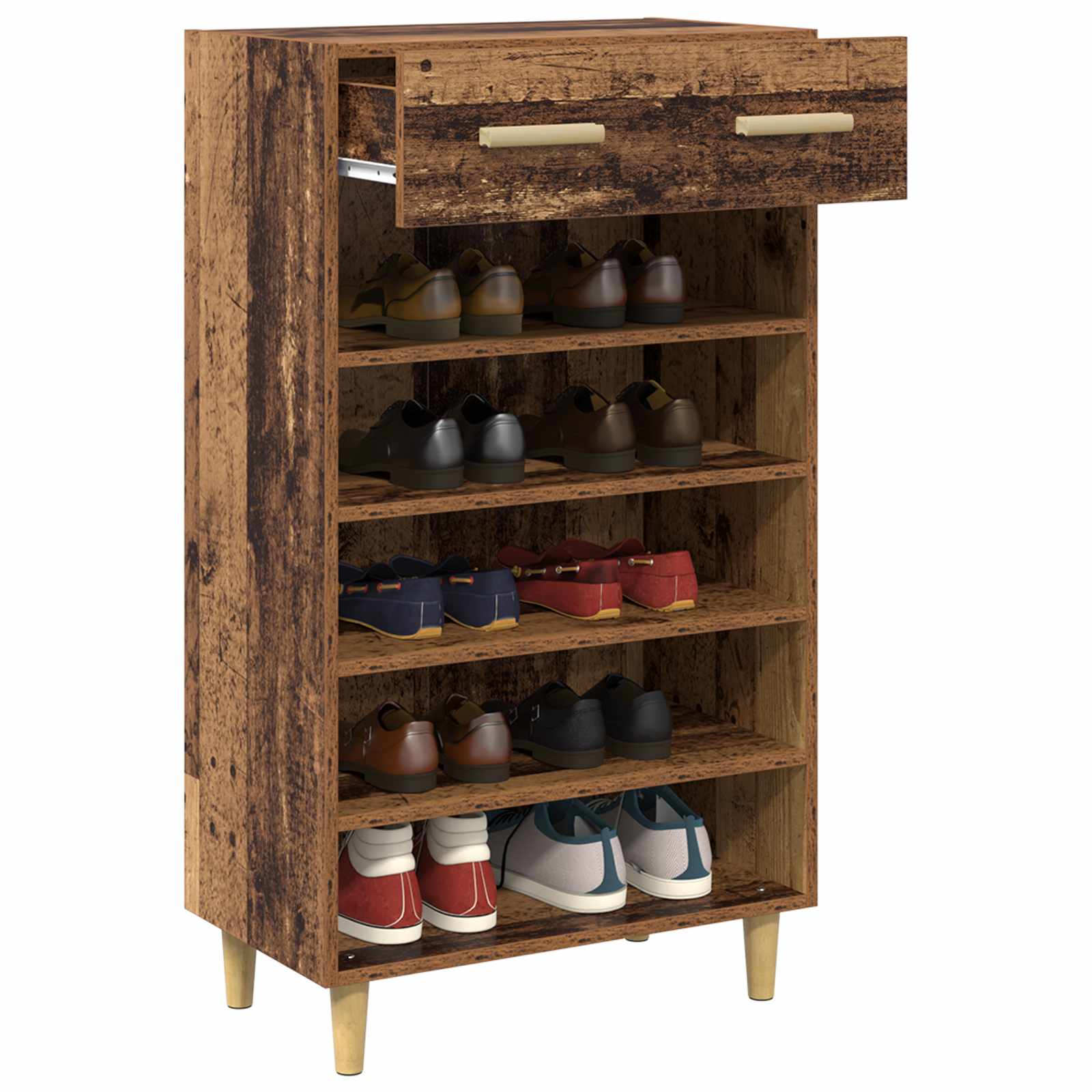 Cabinet à chaussures avec tiroir Bois ancien 60 x 35 x 105 cm - XIOS