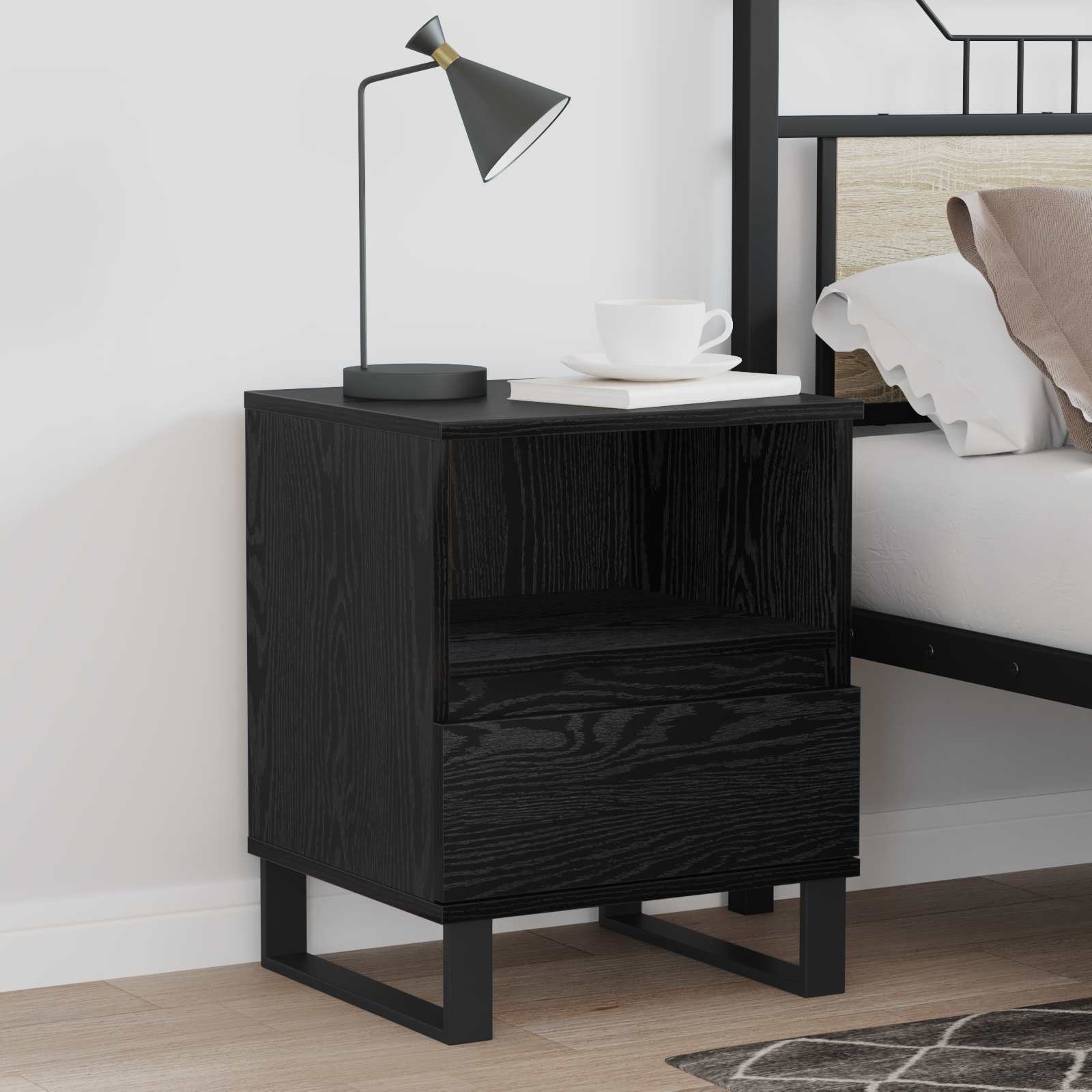Armoire de lit Chêne noir 40 x 35 x 50 cm Bois d'ingénierie - XIOS