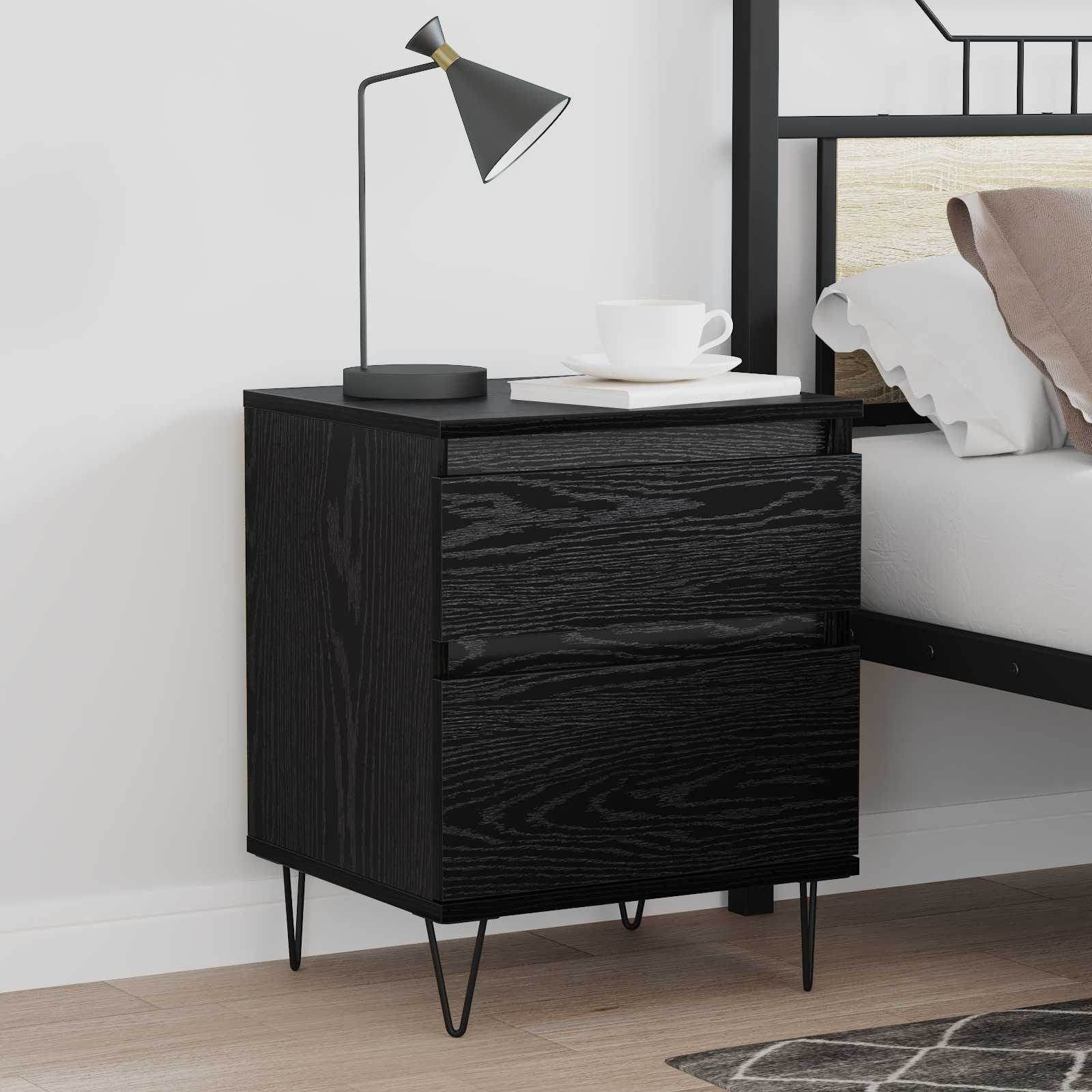 Armoire de lit Chêne noir 40 x 35 x 50 cm Bois d'ingénierie - XIOS