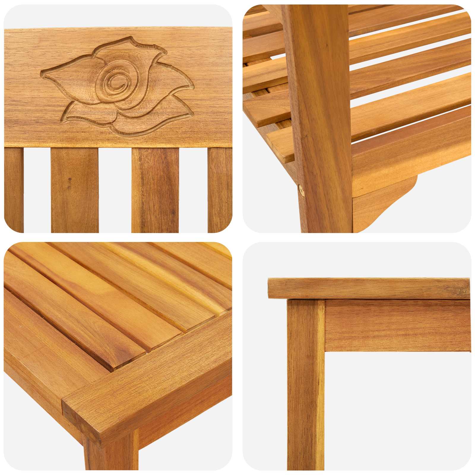 Ensemble de salon Rose de jardin 4 pcs Bois d'Acacia Massif - XIOS