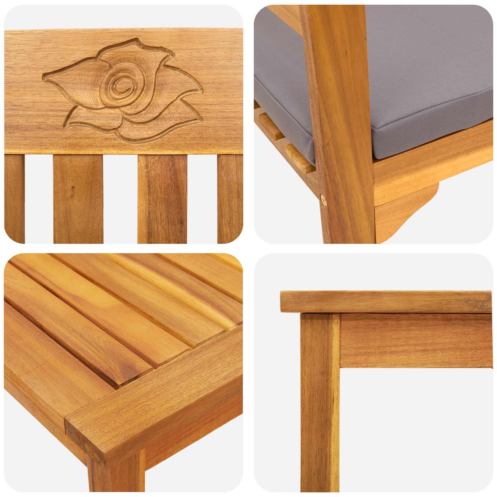 Ensemble de salon Rose de jardin 4 pcs Bois d'Acacia Massif - XIOS