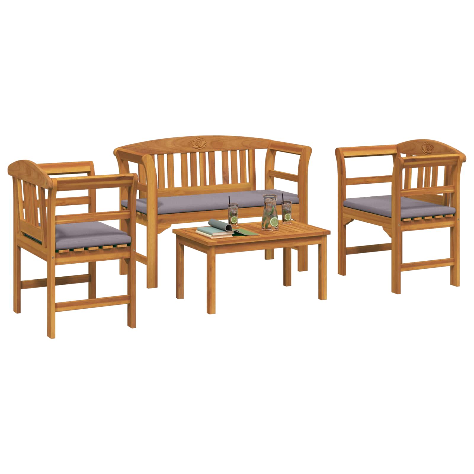 Ensemble de salon Rose de jardin 4 pcs Bois d'Acacia Massif - XIOS