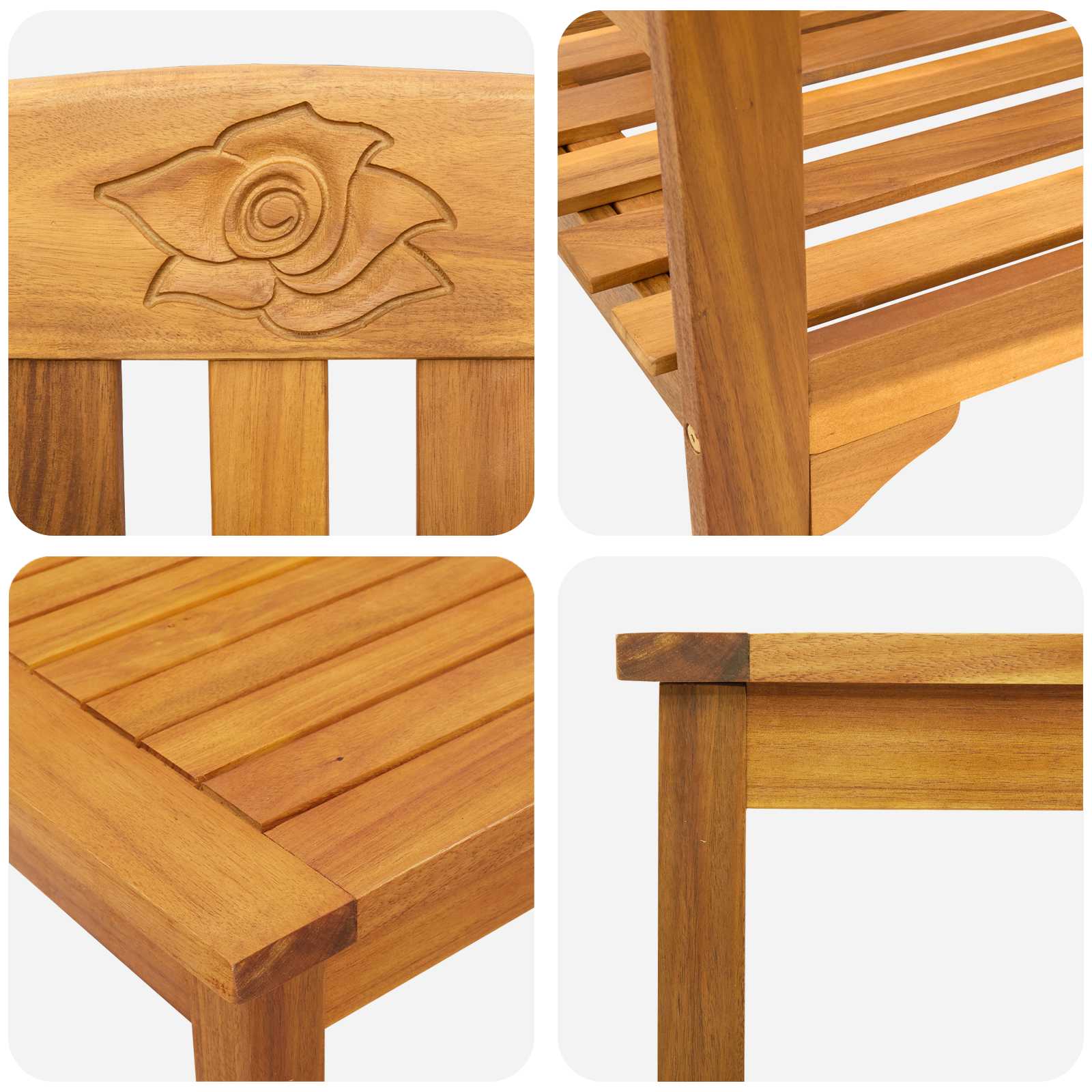Ensemble de salon Rose de jardin 3 pcs Bois d'Acacia Massif - XIOS