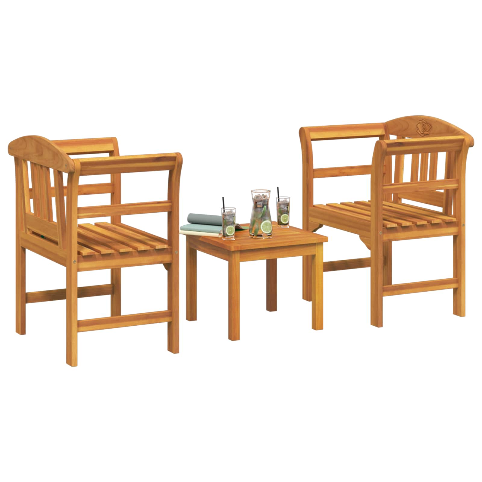 Ensemble de salon Rose de jardin 3 pcs Bois d'Acacia Massif - XIOS