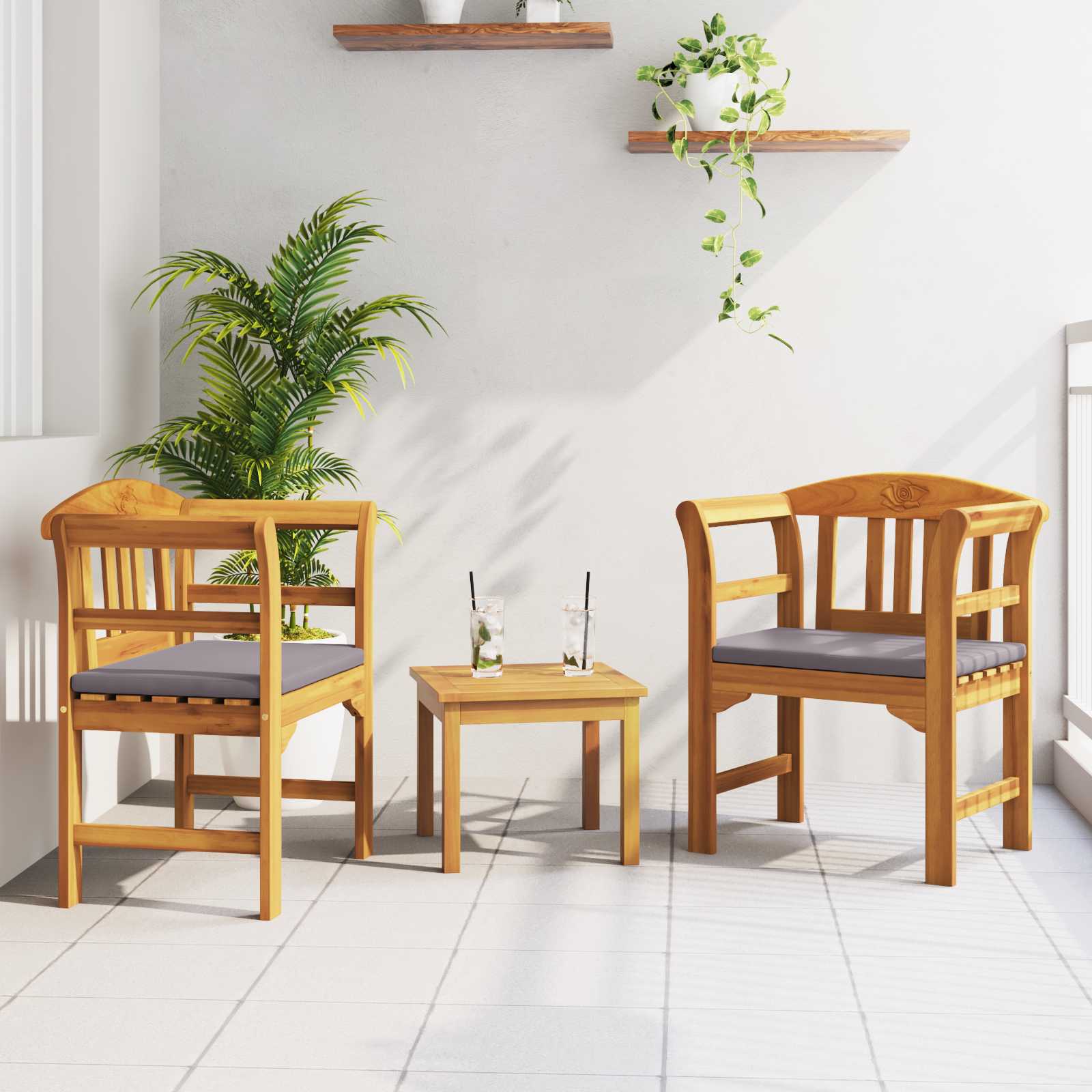 Ensemble de salon Rose de jardin 3 pcs Bois d'Acacia Massif - XIOS