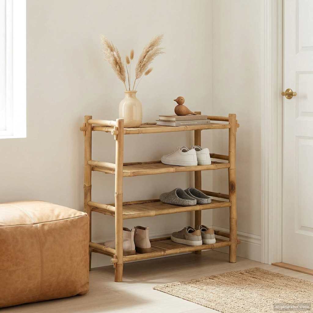 Rack à chaussures avec étagère Naturel 4 niveaux Bambou - XIOS