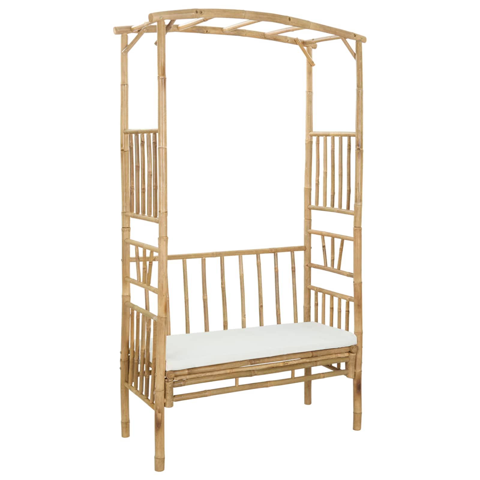 Arche de jardin avec banc Crème blanc 115 x 50 x 205 cm Bambou - XIOS