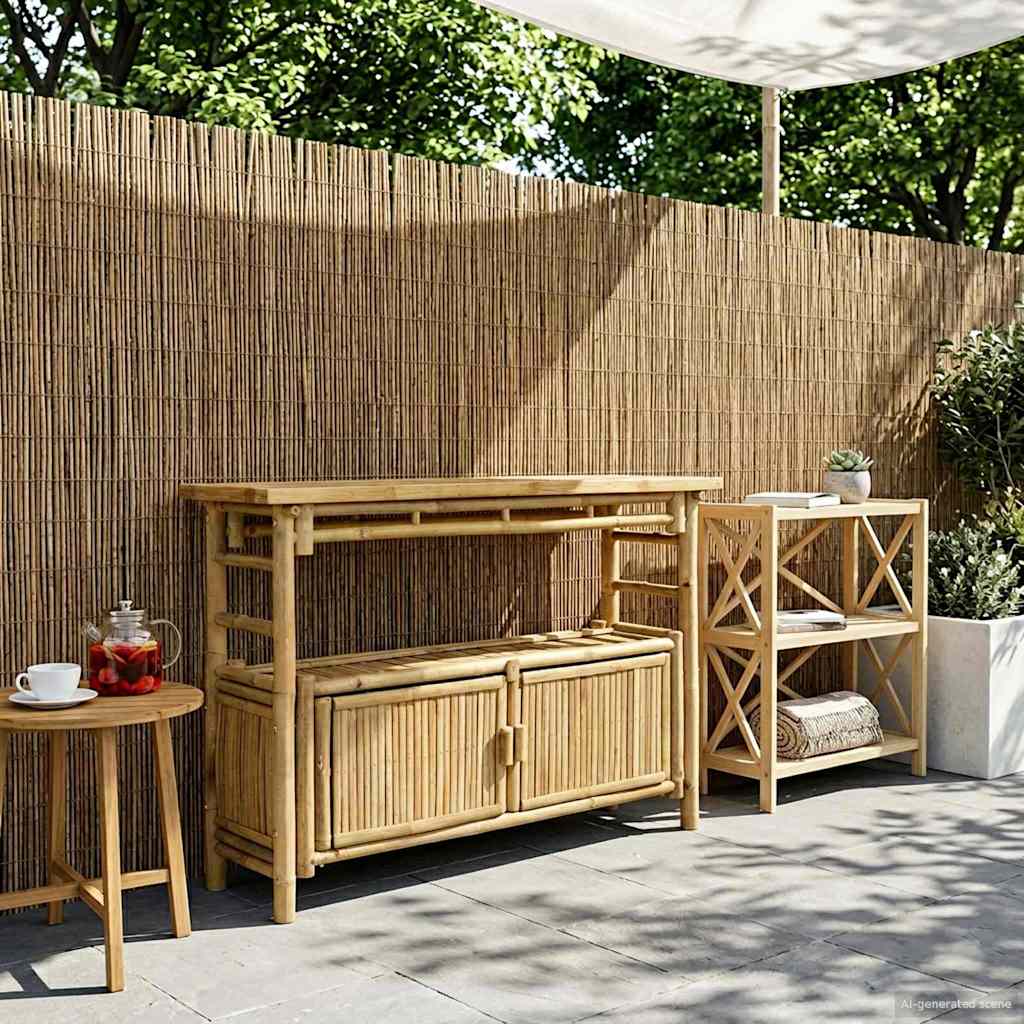 Table console avec étagère Naturel 110 x 35 x 75 cm Bambou - XIOS