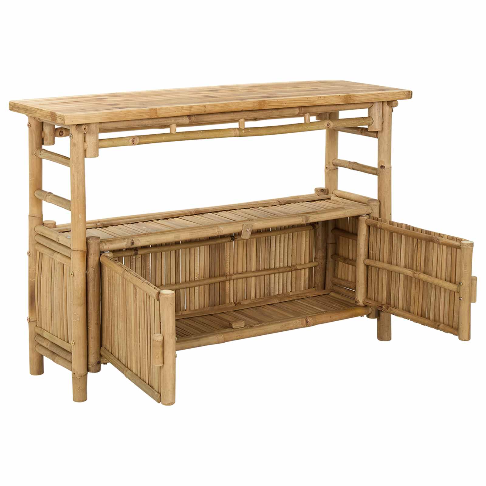 Table console avec étagère Naturel 110 x 35 x 75 cm Bambou - XIOS