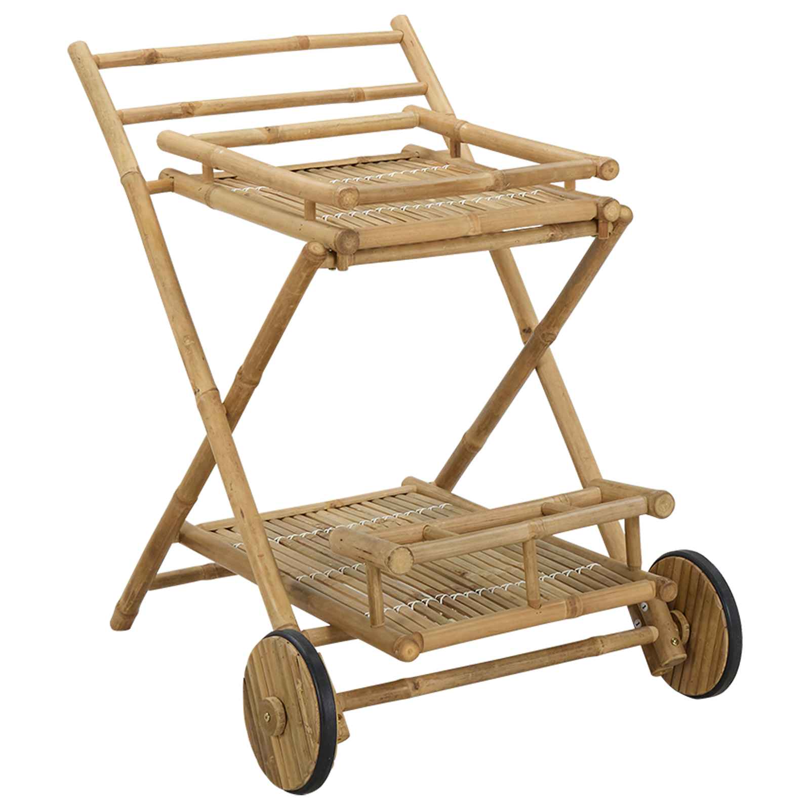 Chariot à thé avec roues Naturel 79 x 67,5 x 84 cm Bambou - XIOS