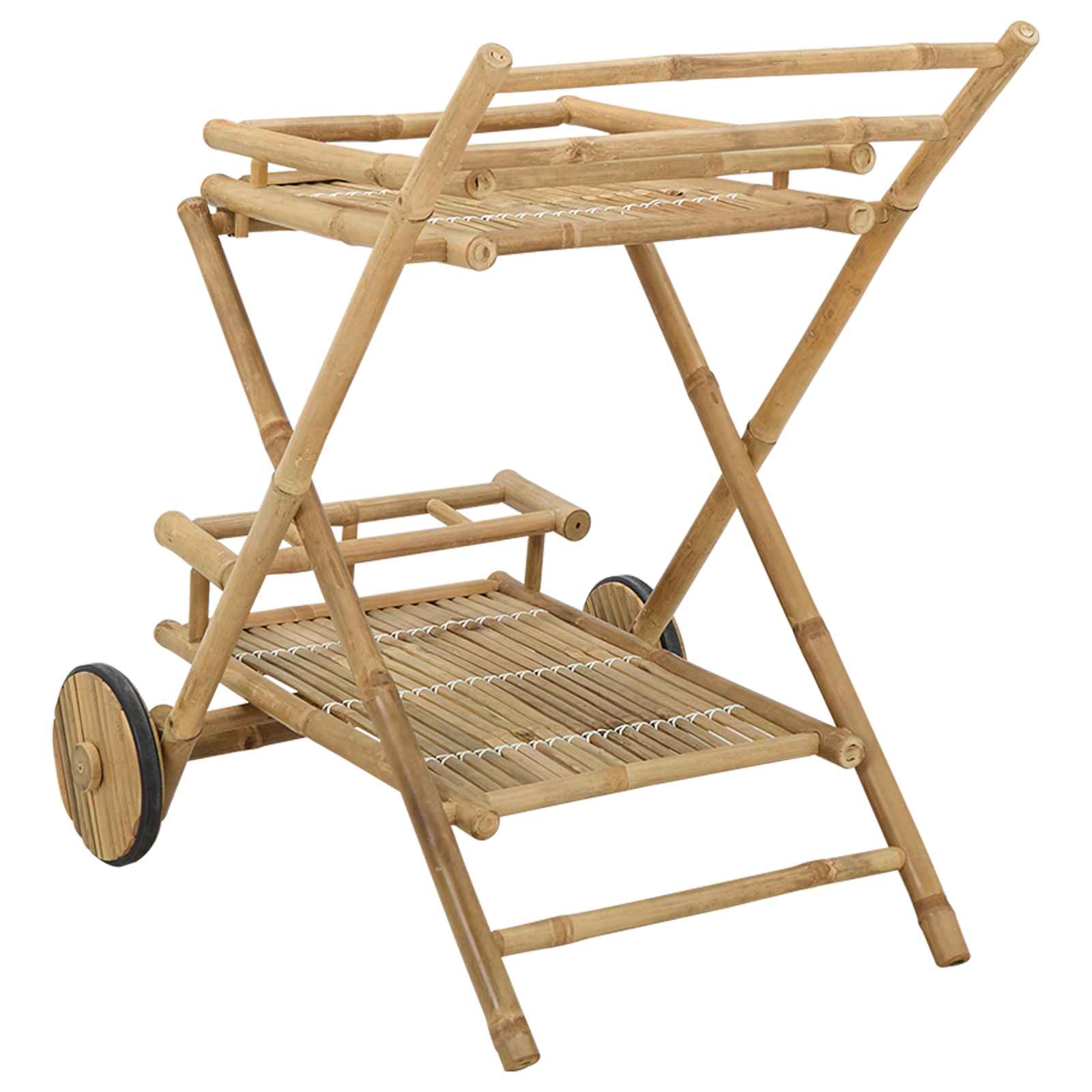 Chariot à thé avec roues Naturel 79 x 67,5 x 84 cm Bambou - XIOS