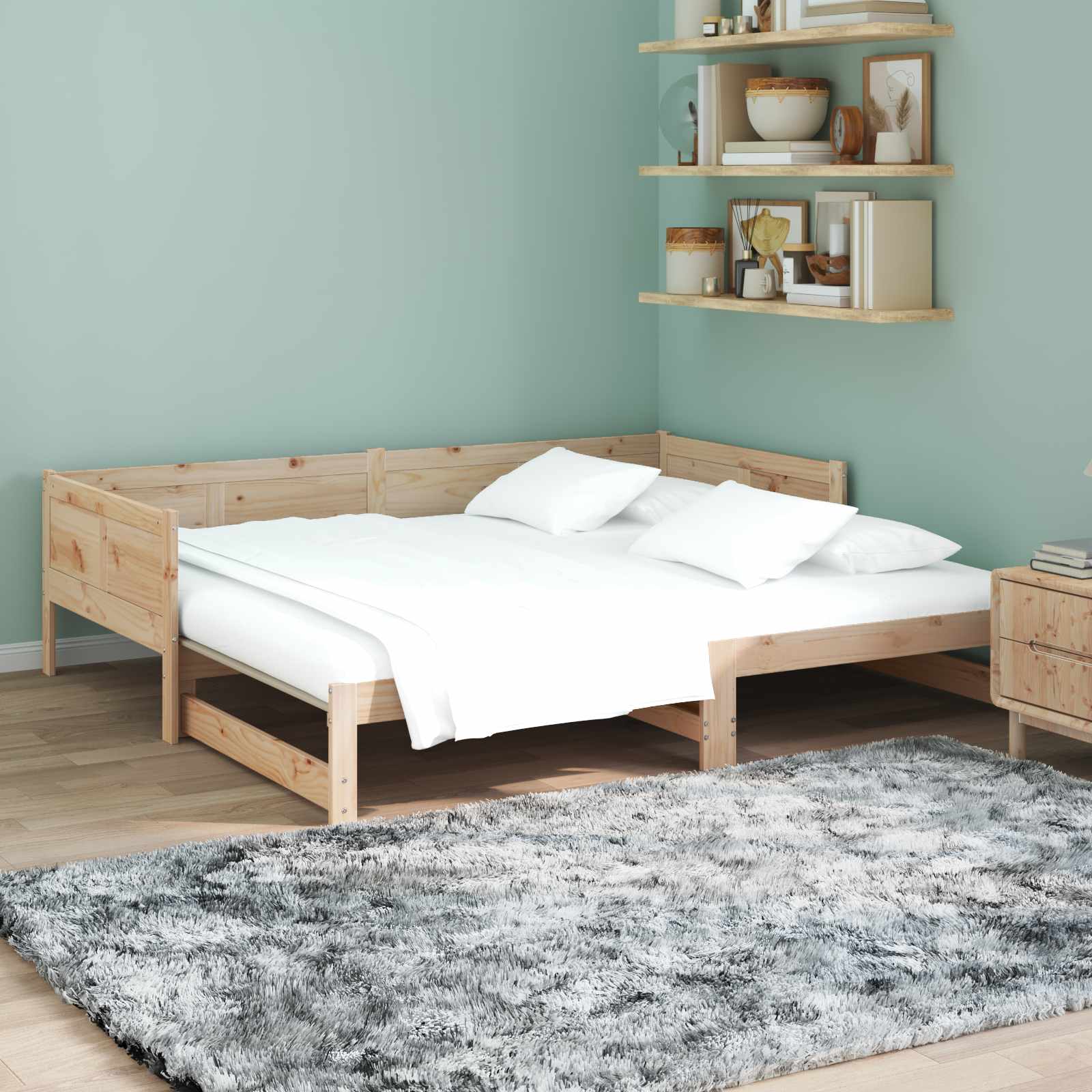 Lit Pull-out de Jour Naturel 180 x 200 cm Pin massif