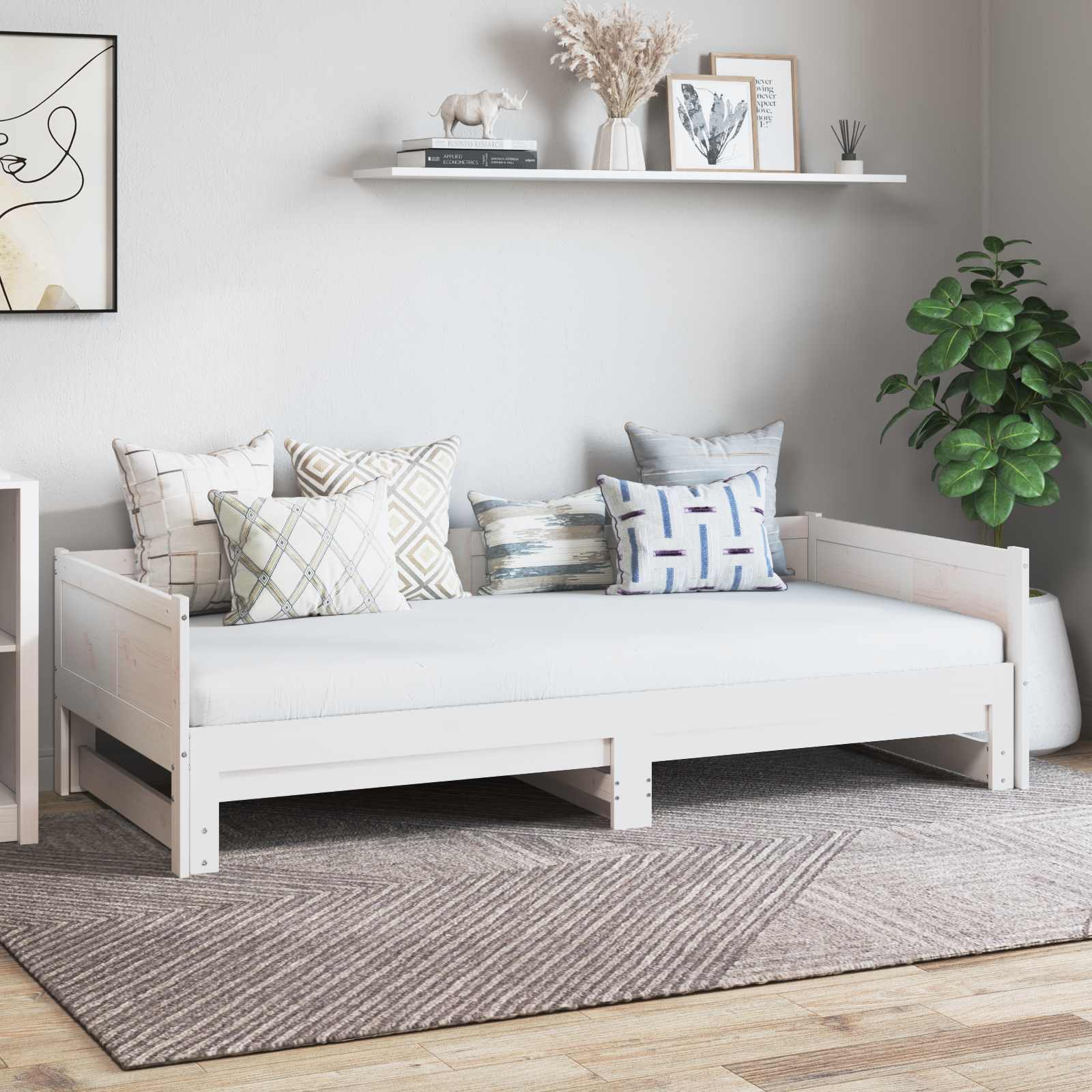 Lit Pull-out de Jour Blanc 180 x 200 cm Pin massif