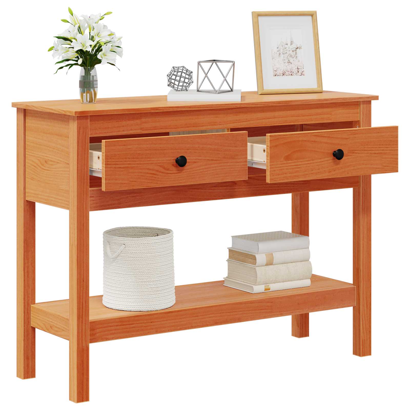 Table console Cire marron 100 x 35 x 75 cm Pin massif - XIOS