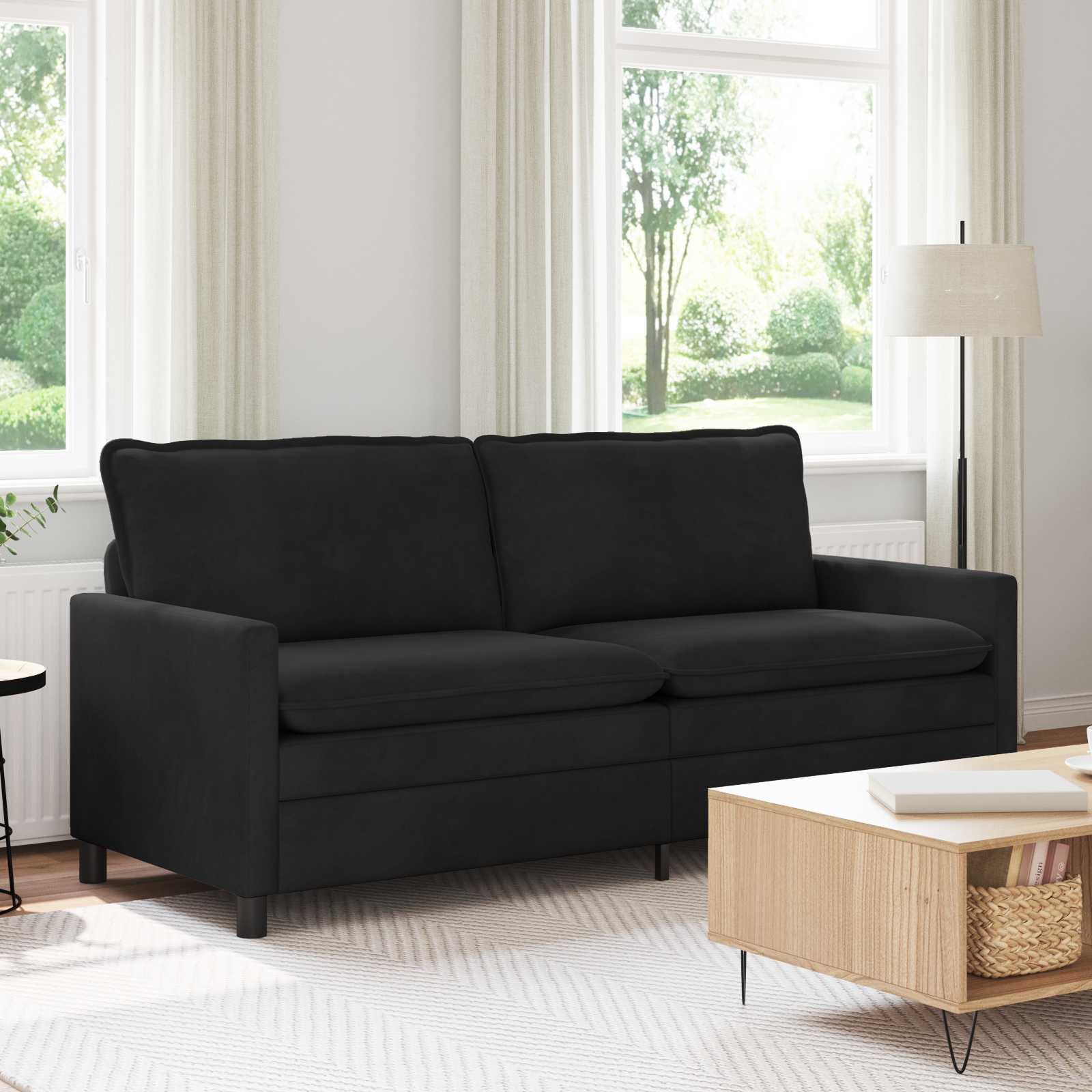 Canapé Noir 196 x 81 x 87,5 cm Velours - XIOS