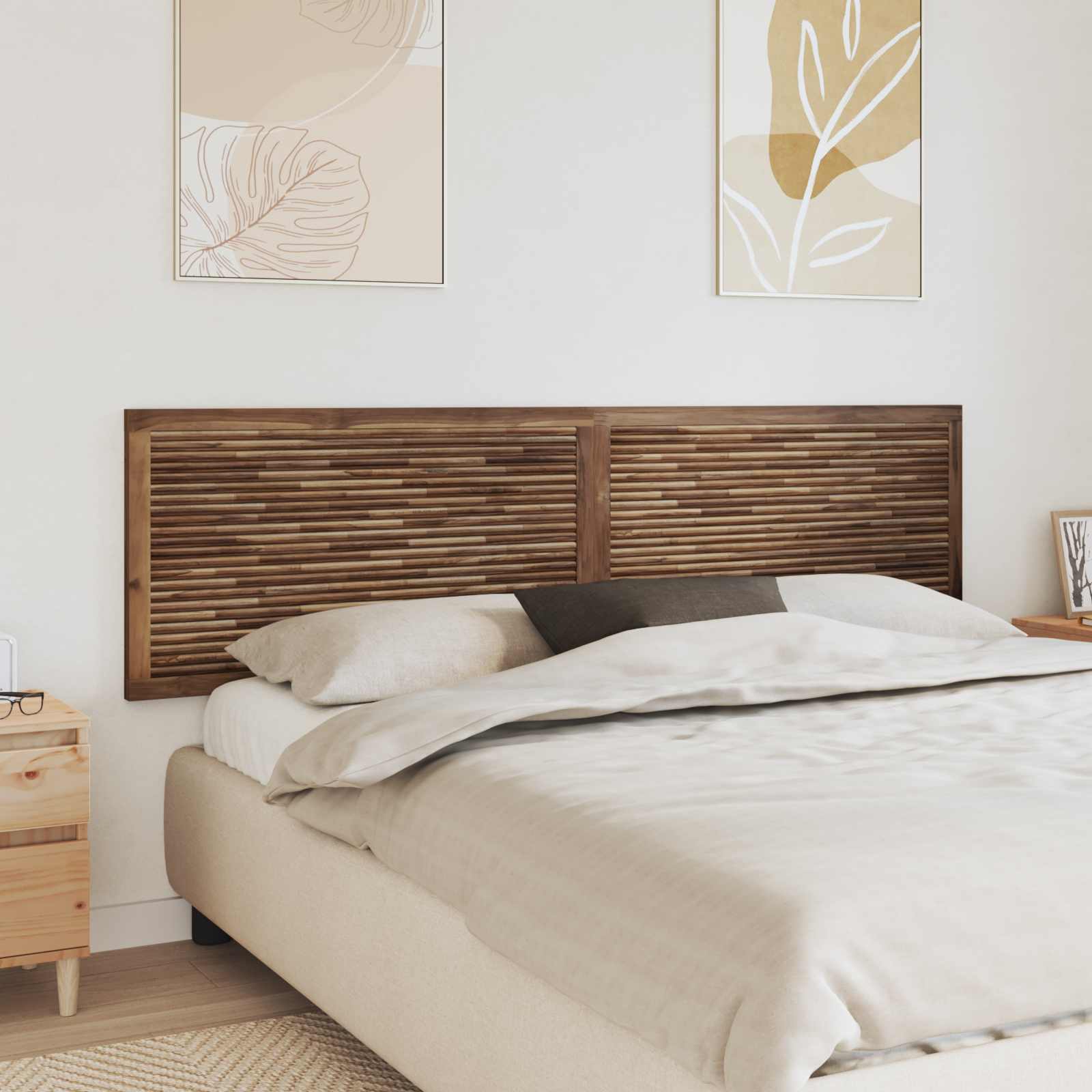 Tête de lit Montage mural Naturel 200 cm Bois de teck massif - XIOS