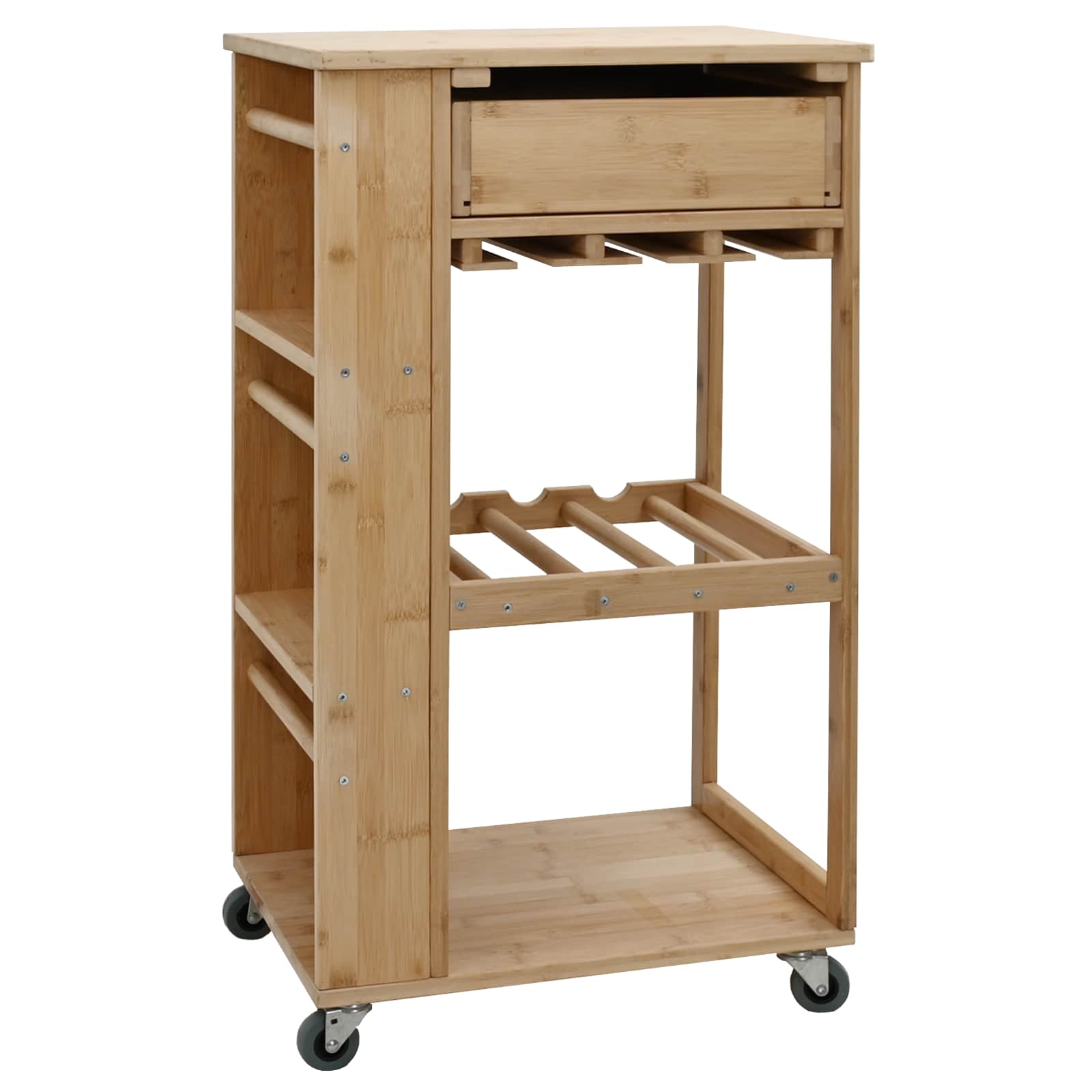 Chariot de Cuisine avec Roues Naturel 47,5 x 36 x 83 cm Bambou - XIOS