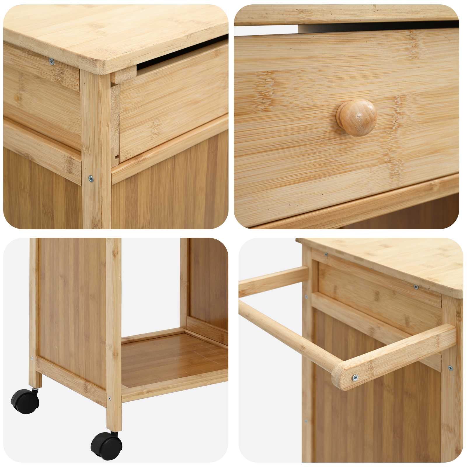 Chariot de Cuisine avec Roues Naturel 90,5 x 36 x 86,5 cm - XIOS