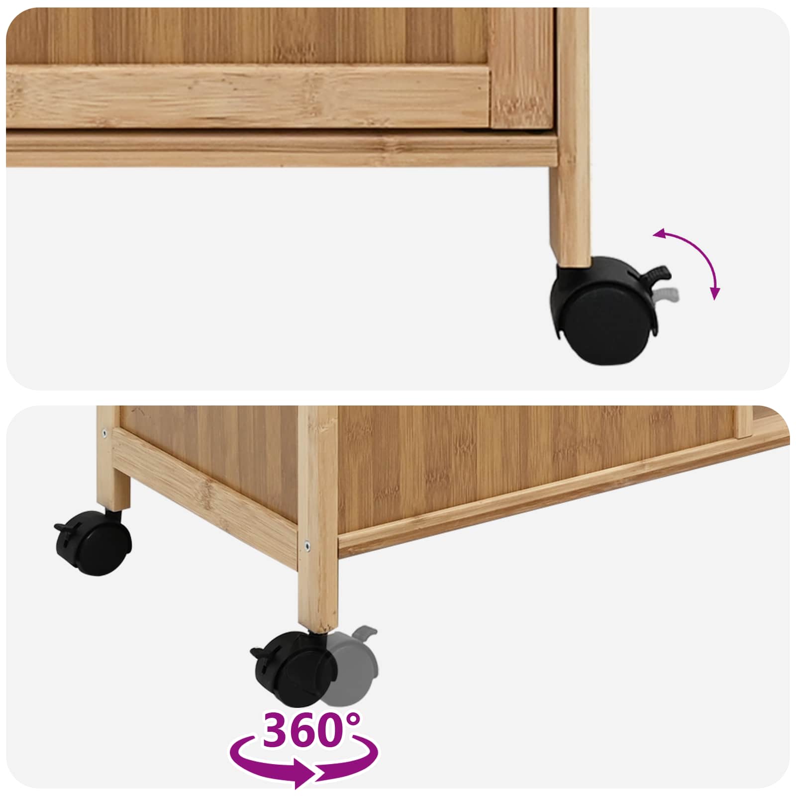 Chariot de Cuisine avec Roues Naturel 90,5 x 36 x 86,5 cm - XIOS