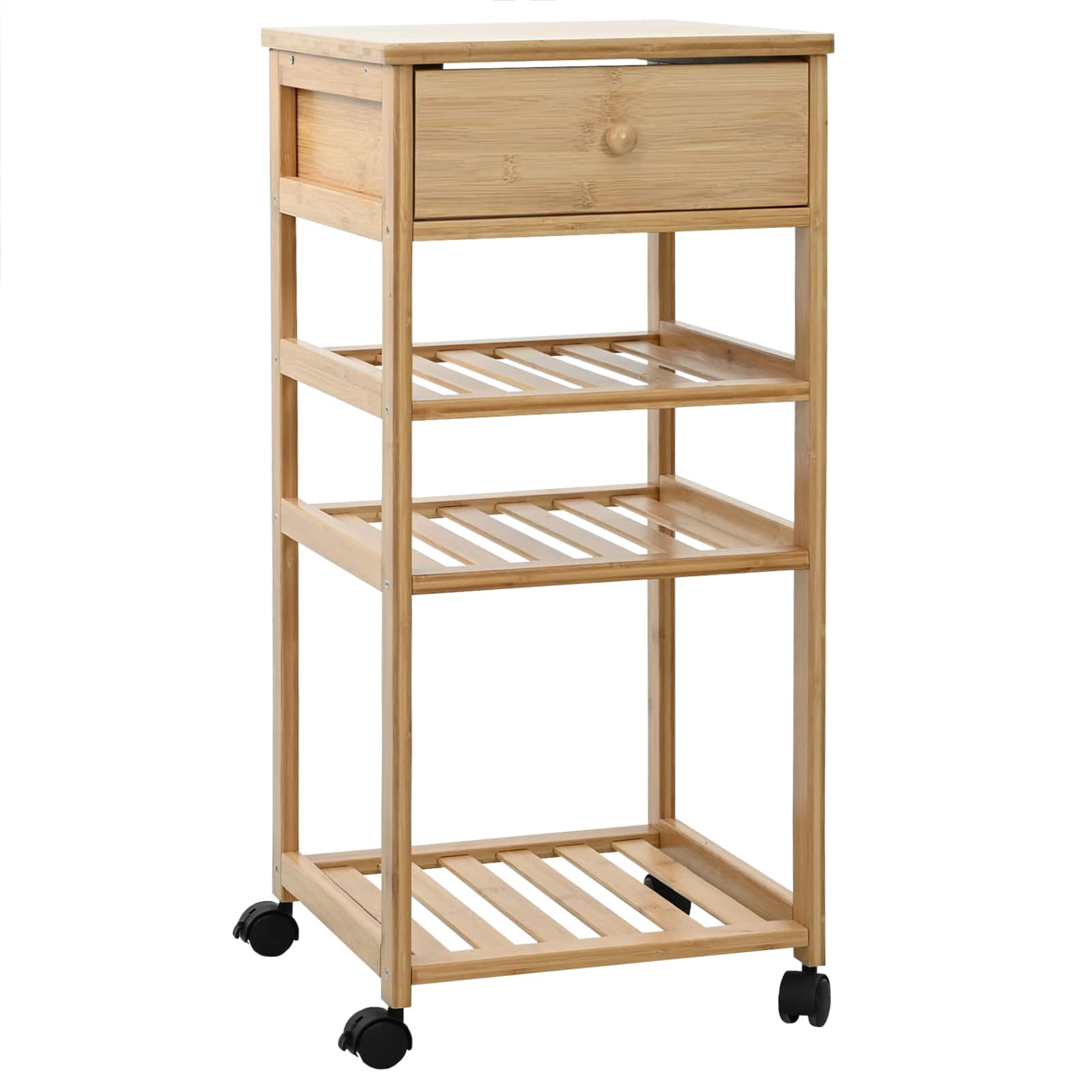 Chariot de Cuisine avec Roues Naturel 37 x 36 x 80 cm Bambou - XIOS
