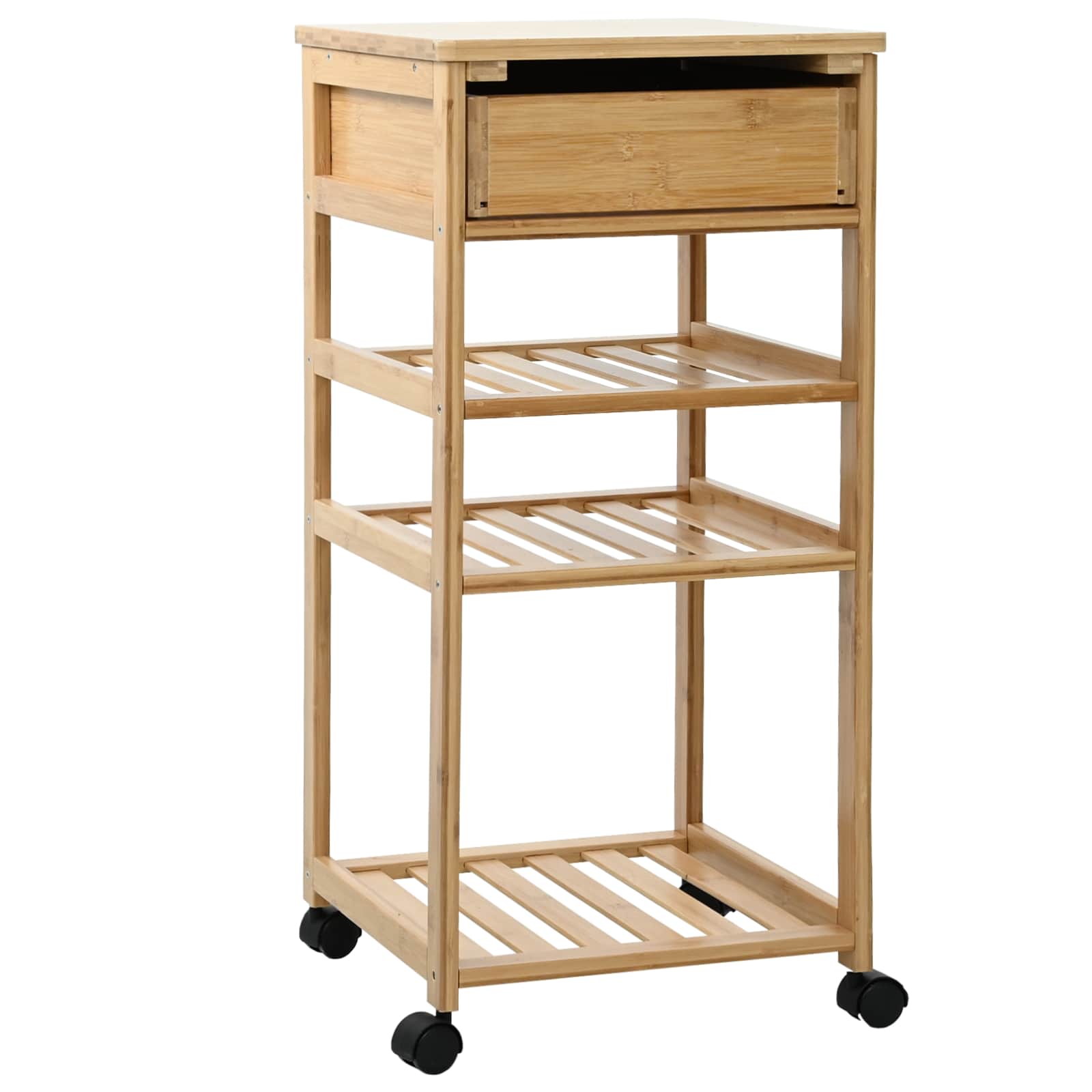 Chariot de Cuisine avec Roues Naturel 37 x 36 x 80 cm Bambou - XIOS
