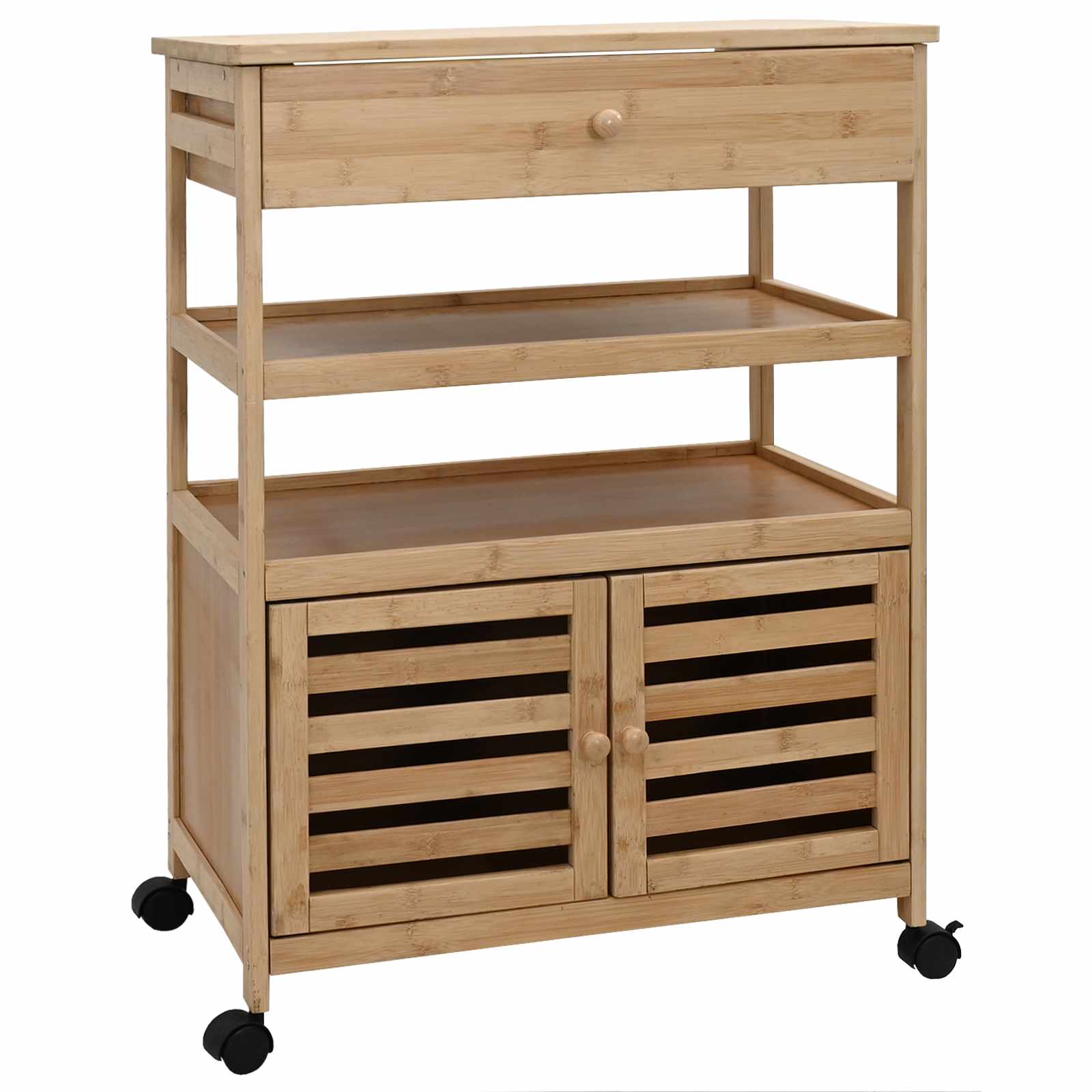 Chariot de Cuisine avec Roues Naturel 59,5 x 36 x 82 cm Bambou - XIOS