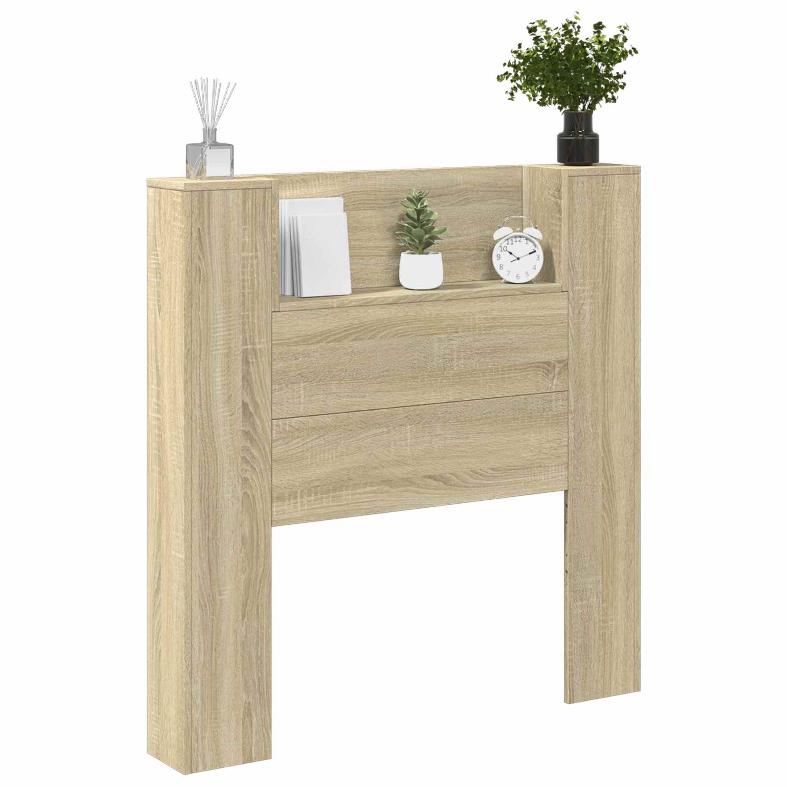 Tête de lit de rangement avec LED Chêne Sonoma