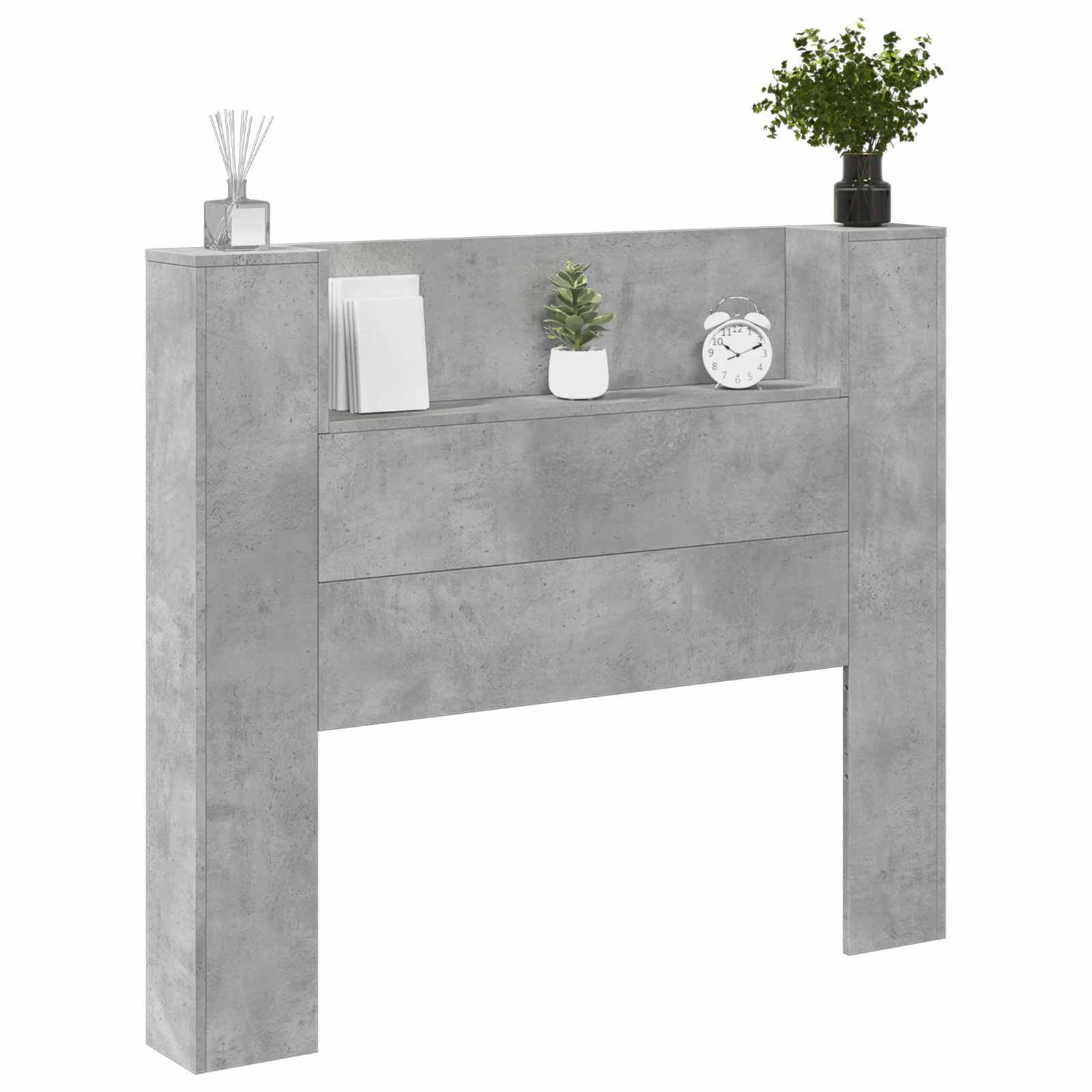 Tête de lit de rangement avec LED Gris béton Bois d'ingénierie - XIOS