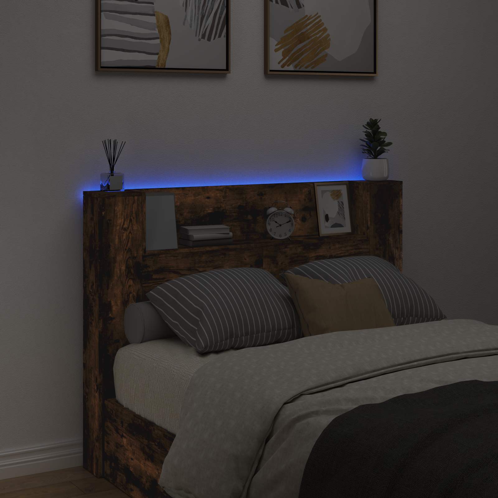 Tête de lit Chêne fumé 140 x 16,5 x 103,5 cm Bois d'ingénierie - XIOS