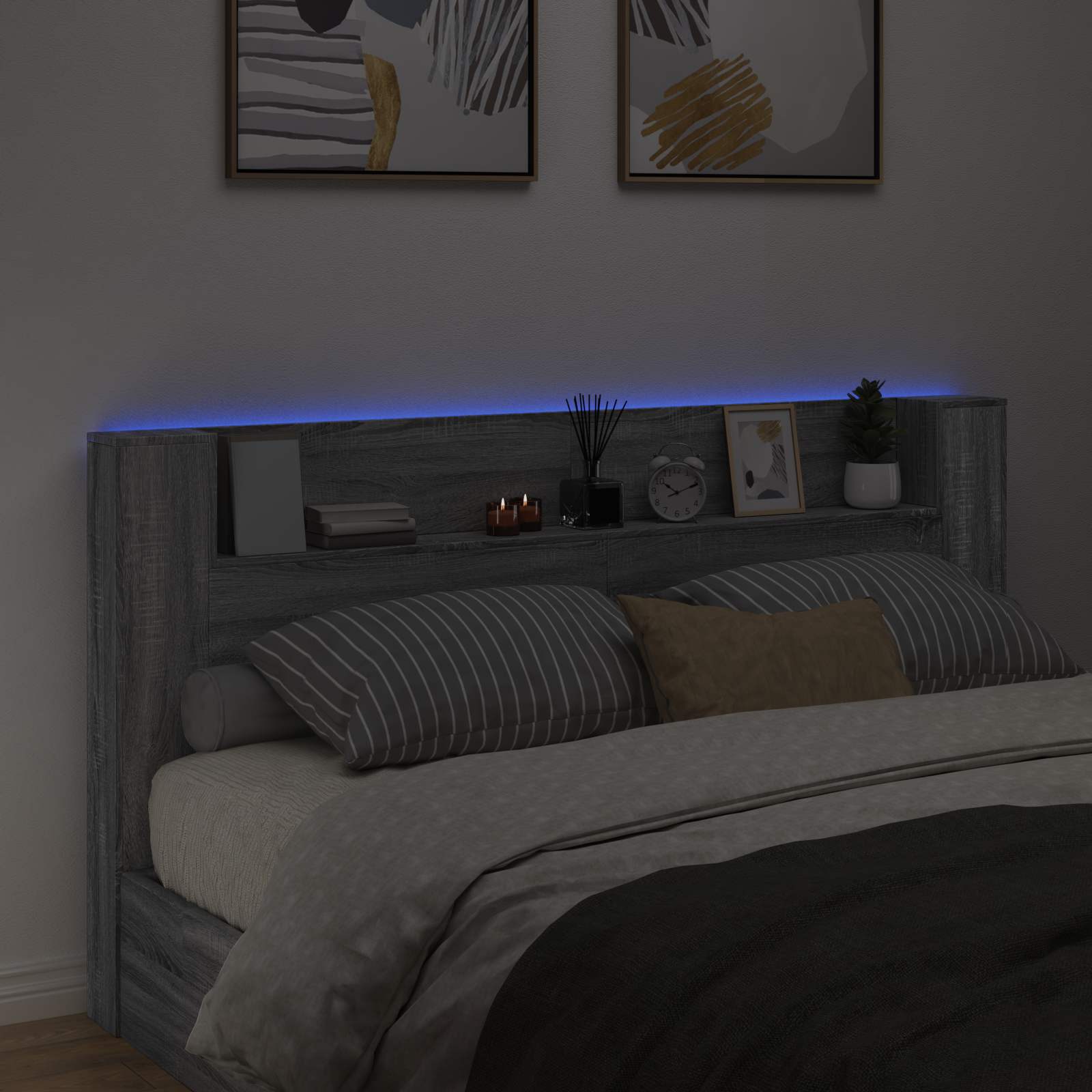 Tête de lit Gris Sonoma 200 x 16,5 x 103,5 cm Bois d'ingénierie - XIOS