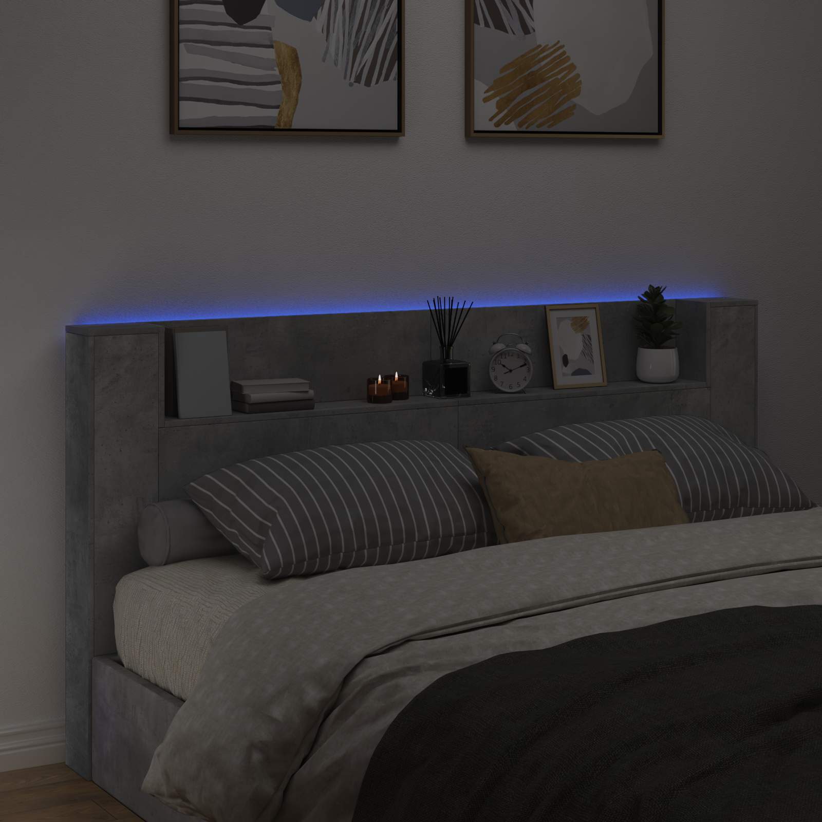 Tête de lit Gris béton 200 x 16,5 x 103,5 cm Bois d'ingénierie - XIOS