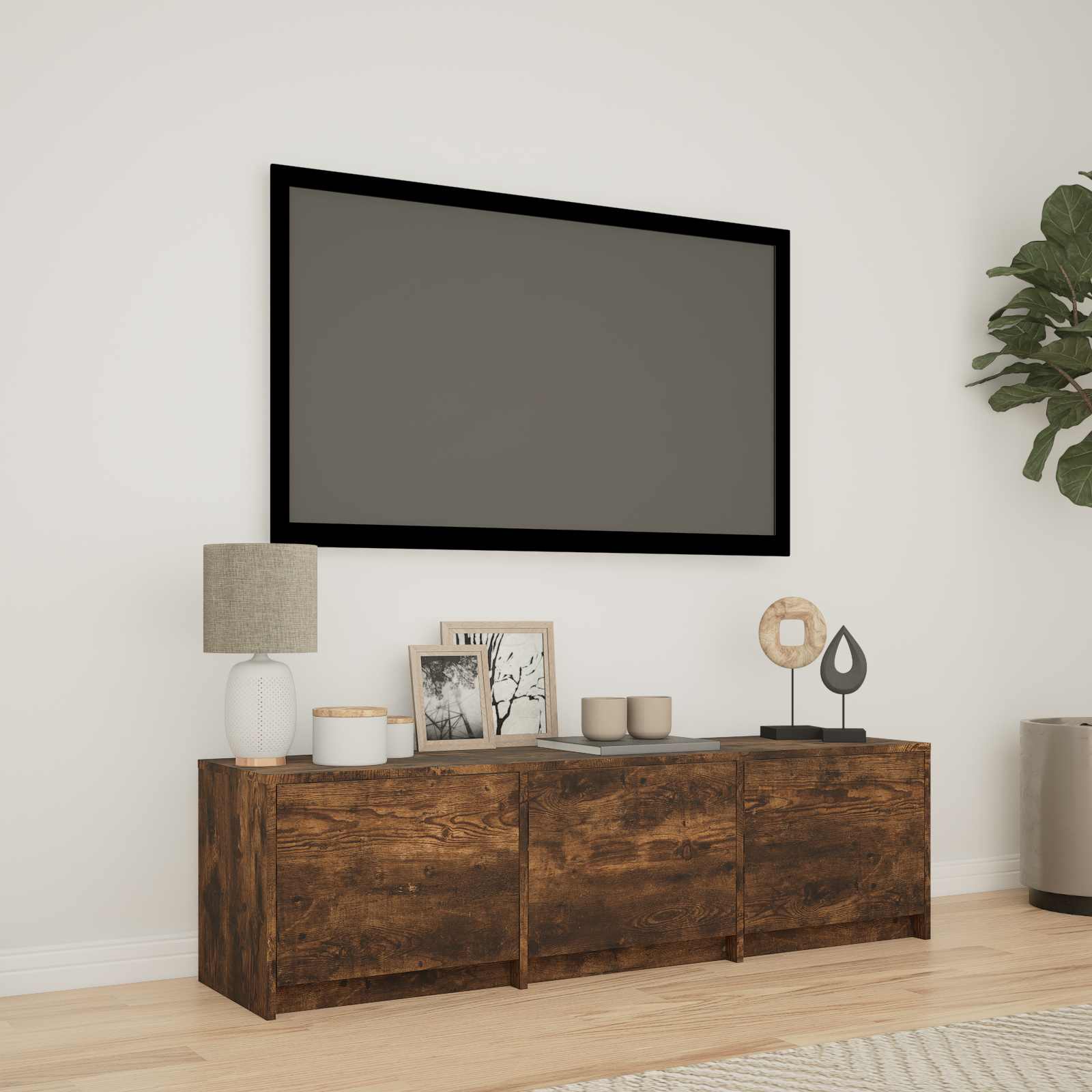 Meuble TV avec LED avec LED Chêne Fumé 140 x 34 x 40 cm - XIOS