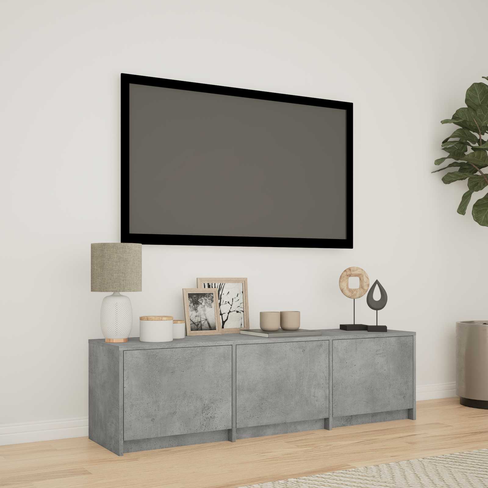 Meuble TV avec LED avec LED Gris Béton 140 x 34 x 40 cm - XIOS